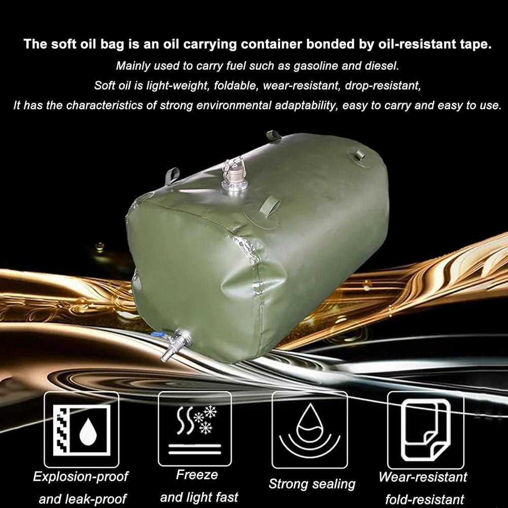 کیسه روغن تاشو با ظرفیت بزرگ، مخزن بنزین، درام روغن قابل حمل، مخزن بزرگ ذخیره سوخت در فضای باز، کیسه ذخیره بنزین نرم TPU، کیسه گازوئیل، 1000 لیتر