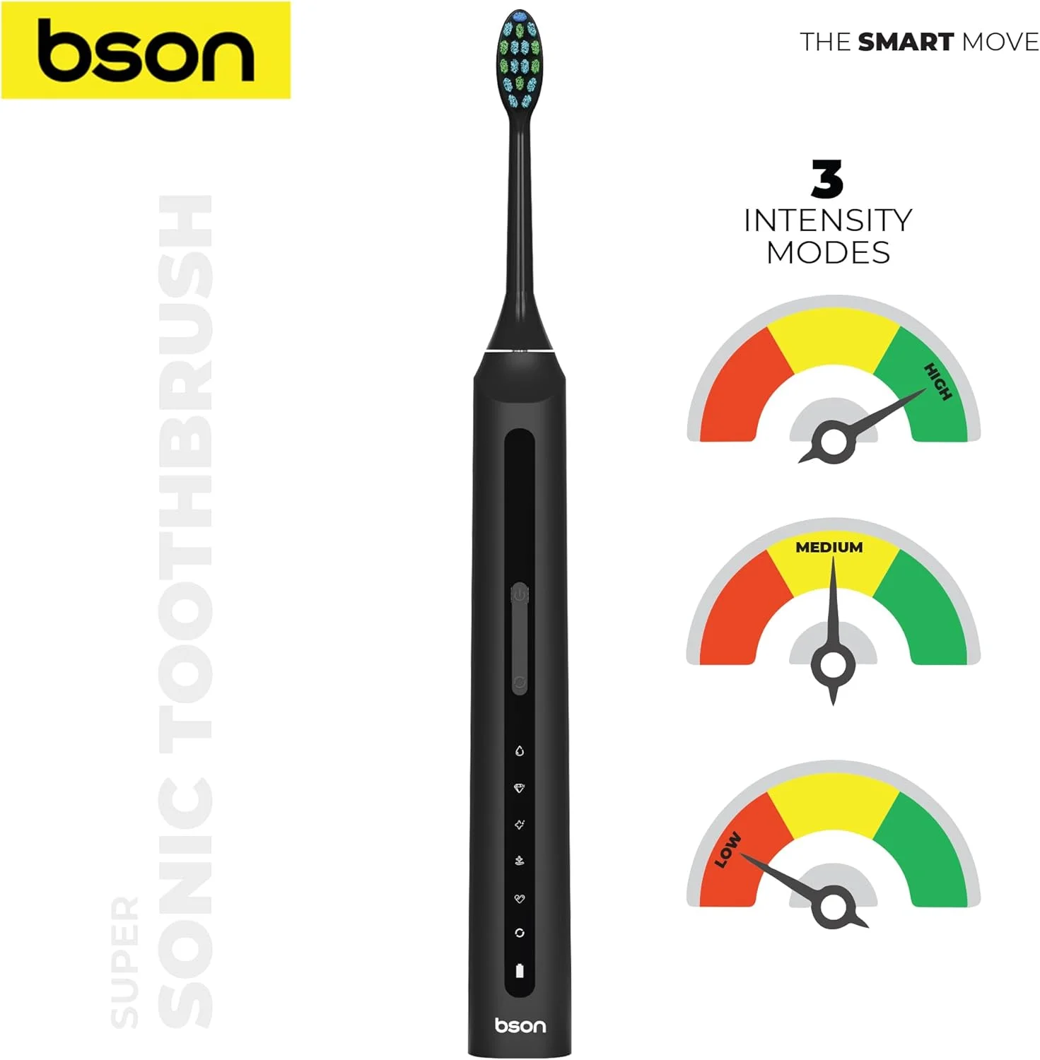 مسواک برقی سونیک بزرگسال Bson - سفید کنندگی 9 برابر بهتر، باتری 30 روزه، 40000 دور در دقیقه، ضد آب IPX7، حالت های تمیز کردن چندگانه، حذف عمیق پلاک، قابل شارژ USB مسواک برقی سونیک بزرگسال Bson - سفید کنندگی 9 برابر بهتر، باتری 30 روزه، 40000 دور در دقیقه، ضد آب IPX7، حالت های تمیز کردن چندگانه، حذف عمیق پلاک، قابل شارژ USB