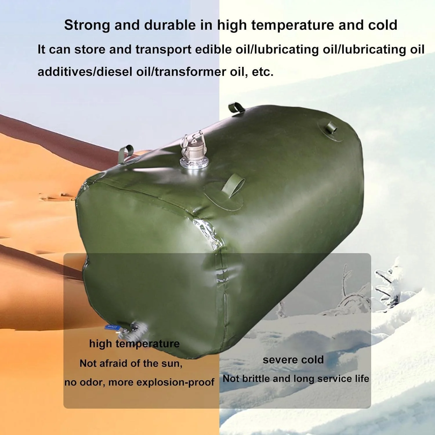 کیسه روغن تاشو با ظرفیت بزرگ، مخزن بنزین، درام روغن قابل حمل، مخزن بزرگ ذخیره سوخت در فضای باز، کیسه ذخیره بنزین نرم TPU، کیسه گازوئیل، 1000 لیتر