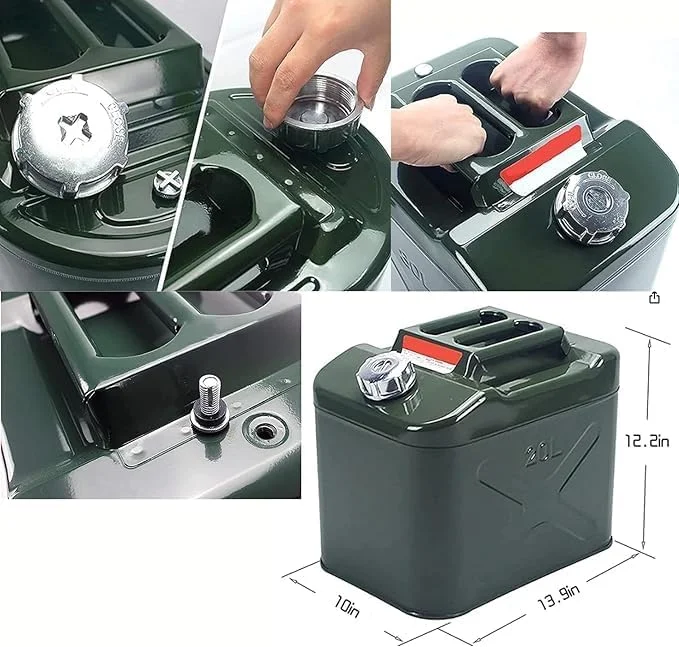 10L/15L/20L Metal Fuel Can with Flexible Spout, Leak-Proof Gasoline Storage Container for Outdoor and Emergency Use (10L)