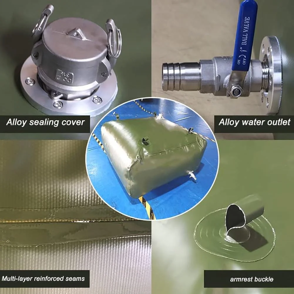 کیسه روغن تاشو با ظرفیت بزرگ، مخزن بنزین، درام روغن قابل حمل، مخزن بزرگ ذخیره سوخت در فضای باز، کیسه ذخیره بنزین نرم TPU، کیسه گازوئیل، 1000 لیتر