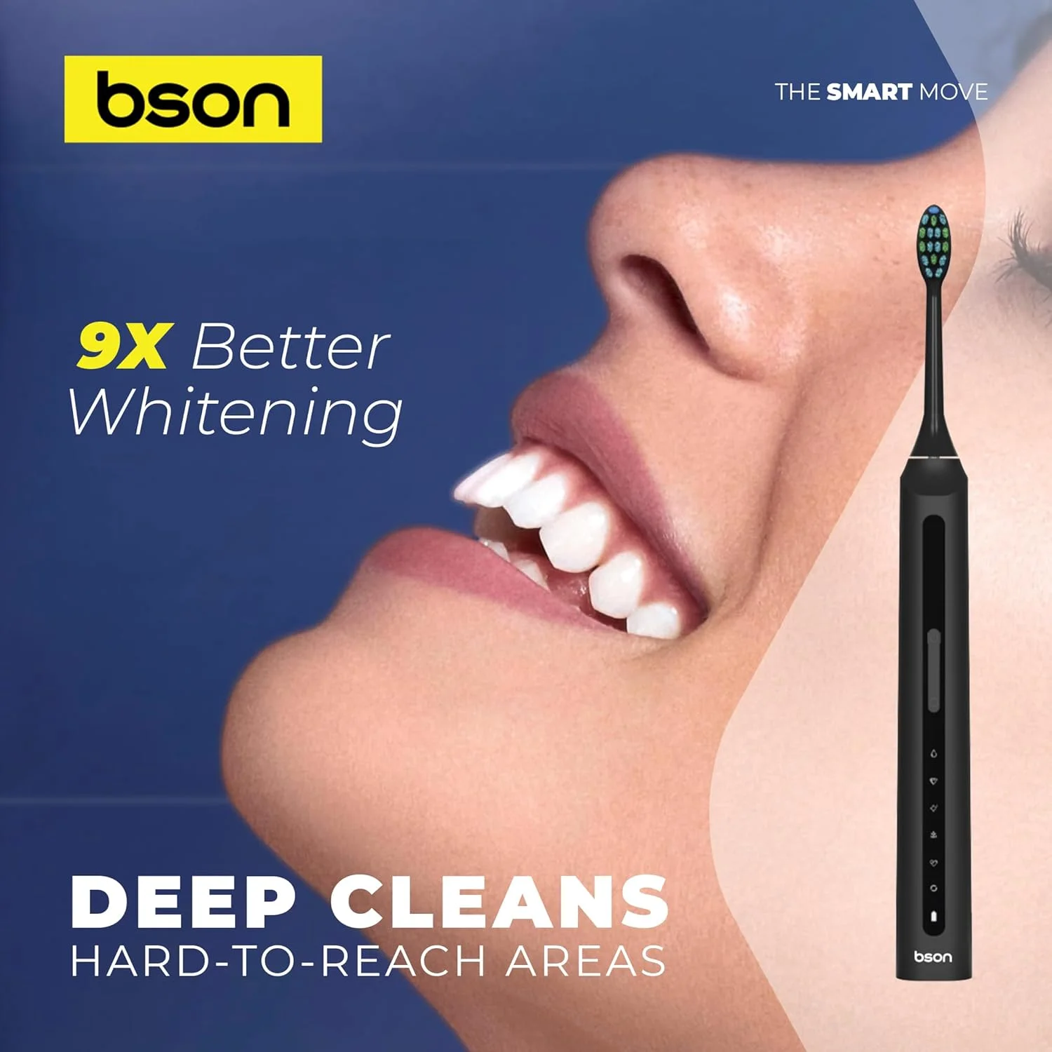 مسواک برقی سونیک بزرگسال Bson - سفید کنندگی 9 برابر بهتر، باتری 30 روزه، 40000 دور در دقیقه، ضد آب IPX7، حالت های تمیز کردن چندگانه، حذف عمیق پلاک، قابل شارژ USB مسواک برقی سونیک بزرگسال Bson - سفید کنندگی 9 برابر بهتر، باتری 30 روزه، 40000 دور در دقیقه، ضد آب IPX7، حالت های تمیز کردن چندگانه، حذف عمیق پلاک، قابل شارژ USB