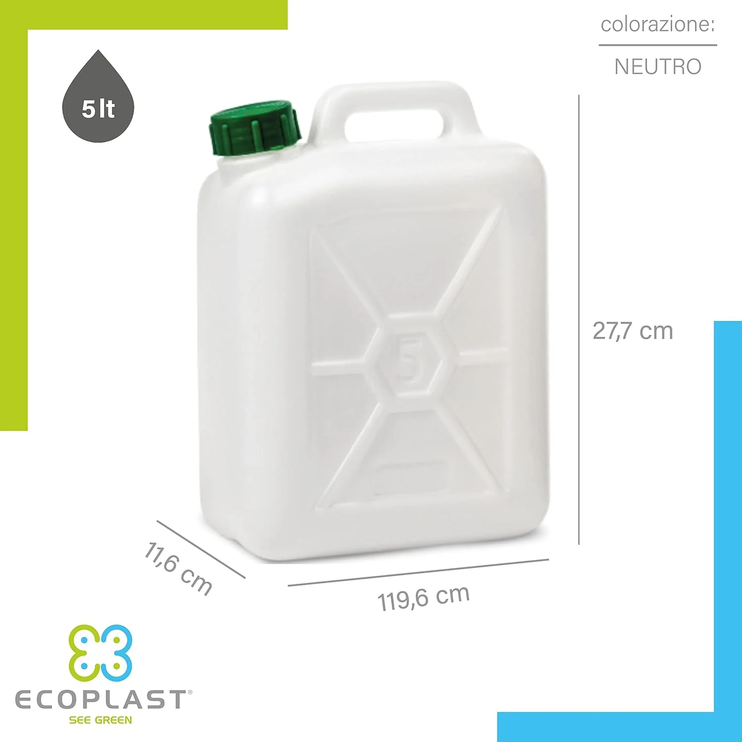 Ecoplast Canister Plastic Barrel Neutral 5 Litres