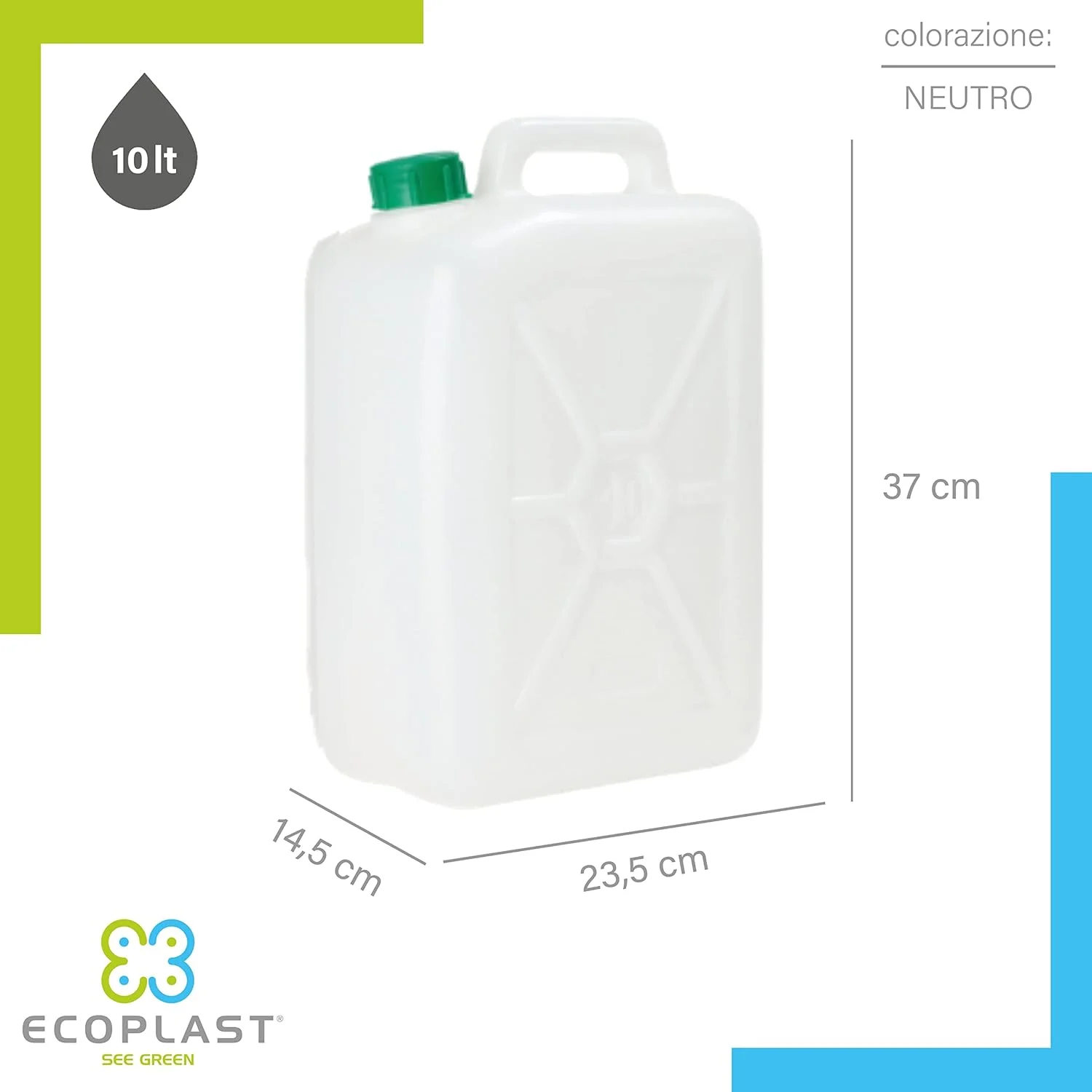 Ecoplast Canister Plastic Barrel Neutral 10 Litres Ecoplast Canister Plastic Barrel Neutral 10 Litres