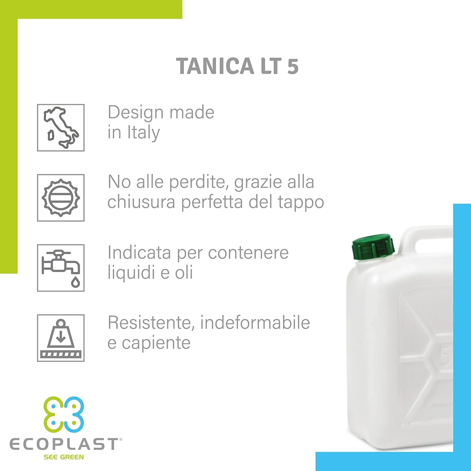 Ecoplast Canister Plastic Barrel Neutral 5 Litres