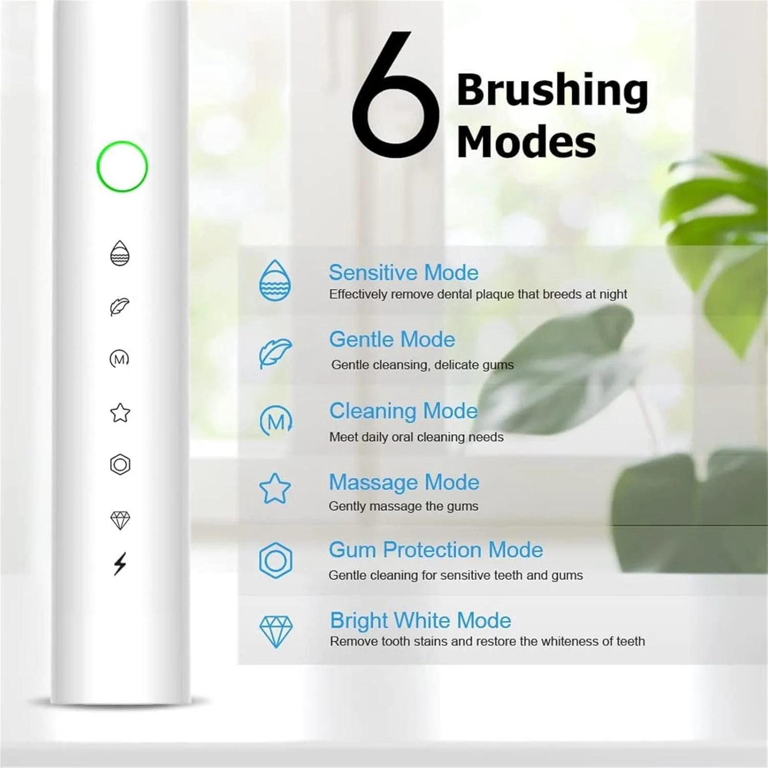 مسواک برقی صوتی Aputue، مسواک قابل شارژ با 6 حالت تمیز کردن، مسواک برقی سفید کننده برای بزرگسالان و کودکان، ضد آب IPX7 با 8 سر برس