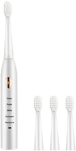 Classic Adult Acoustic Electric Toothbrush White 5 Speed Mode USB Charging IPX7 Waterproof