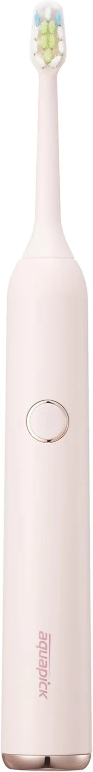 مسواک برقی صوتی AQUAPICK AQ-102 با 2 سری مسواک برای بزرگسالان و کودکان، شارژ سریع USB، یک بار شارژ برای 60 روز، 2 حالت با تایمر هوشمند 2 دقیقه ای داخلی، (صورتی)