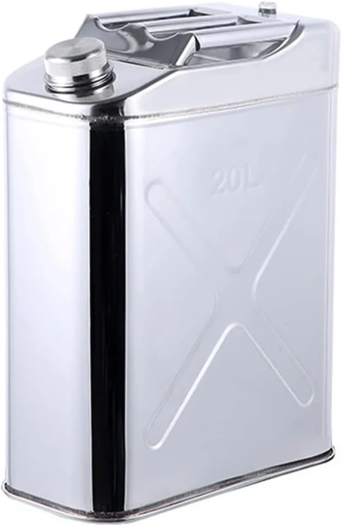 گالن بنزین و گازوئیل اضطراری - سطل بنزین استیل ضد زنگ با مخزن پشتیبان برای ذخیره سازی ایمن سوخت - گالن فلزی برای کمپینگ، ماجراجویی در فضای باز و شرایط اضطراری