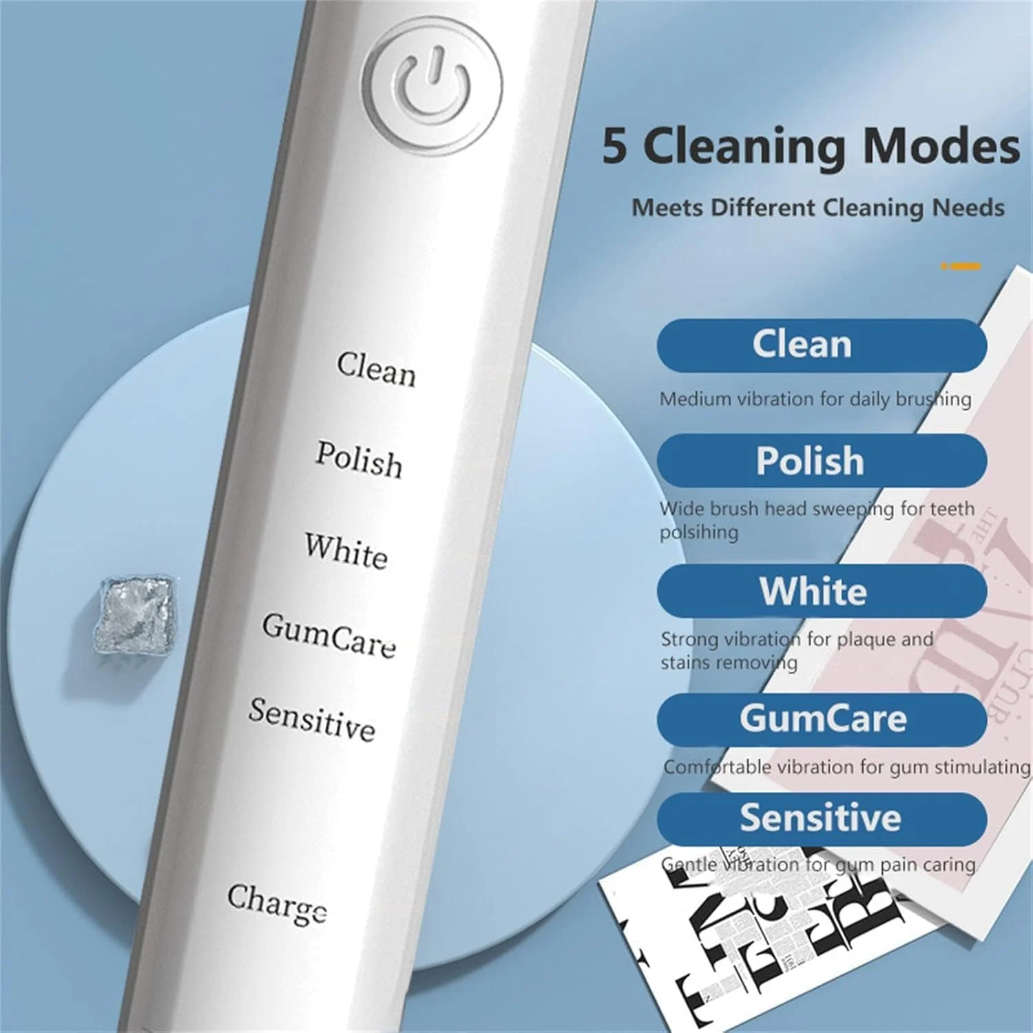 مسواک برقی صوتی Aputue، مسواک برقی ضد آب IPX8 با 3 سری جایگزین، برس نرم و 5 حالت برای دندان های حساس، باتری بادوام برای مسافرت مسواک برقی صوتی Aputue، مسواک برقی ضد آب IPX8 با 3 سری جایگزین، برس نرم و 5 حالت برای دندان های حساس، باتری بادوام برای مسافرت