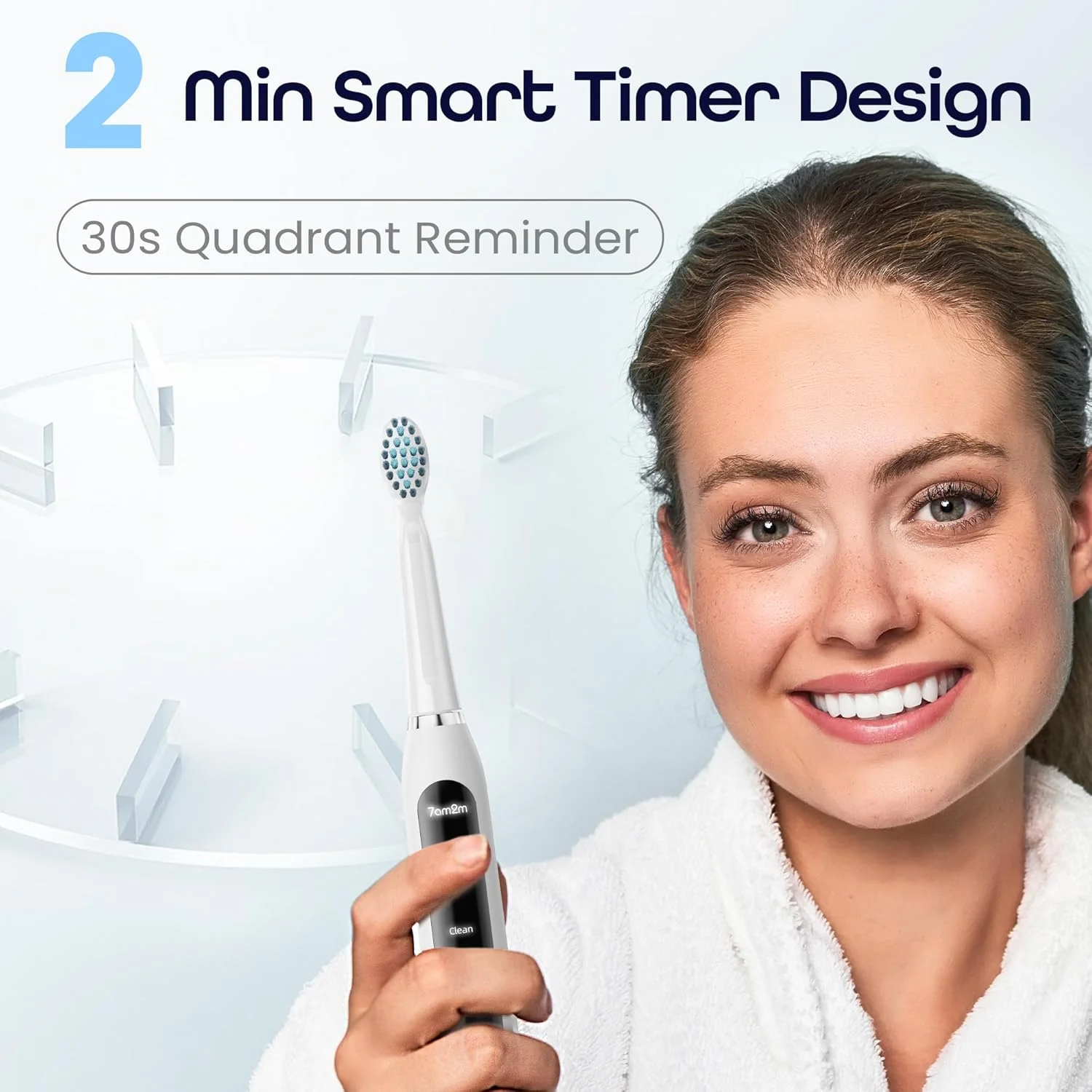 مسواک برقی سونیک 7AM2M برای بزرگسالان، مسواک های شارژی پرقدرت با 6 سری مسواک، 5 حالت قابل تنظیم، تایمر هوشمند 2 دقیقه ای داخلی، شارژ سریع 3 ساعته برای 45 روز (سفید) مسواک برقی سونیک 7AM2M برای بزرگسالان، مسواک های شارژی پرقدرت با 6 سری مسواک، 5 حالت قابل تنظیم، تایمر هوشمند 2 دقیقه ای داخلی، شارژ سریع 3 ساعته برای 45 روز (سفید)