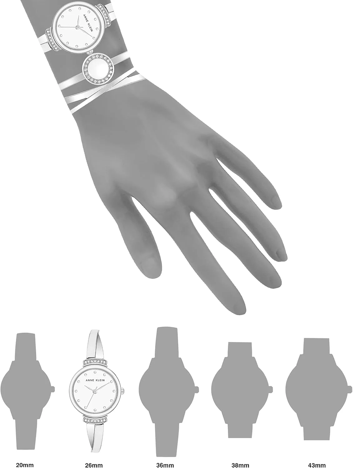 آن کلاین ست ساعت زنانه با نگین های کریستالی و دستبند آن کلاین ست ساعت زنانه با نگین های کریستالی و دستبند