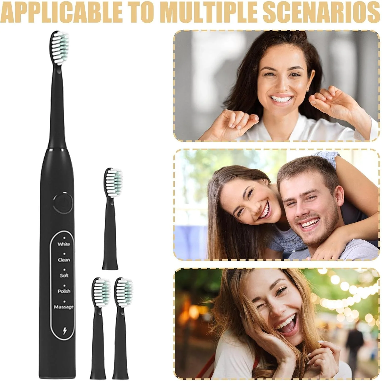 مسواک برقی بزرگسال | مسواک ضد آب برقی قابل شارژ | ابزار تمیز کننده دهان قابل حمل با ارتعاشات فرکانس بالا برای شب و روز، خانه، مسافرت و کمپینگ مسواک برقی بزرگسال | مسواک ضد آب برقی قابل شارژ | ابزار تمیز کننده دهان قابل حمل با ارتعاشات فرکانس بالا برای شب و روز، خانه، مسافرت و کمپینگ