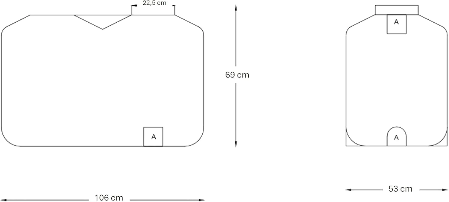 مخزن آب پلی اتیلن، سایز جمع و جور، برای فضاهای تنگ، مدل Twin 200 لیتری، ساخت ایتالیا
