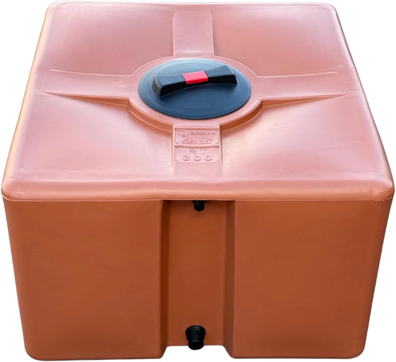 مخزن پلی اتیلن، تایید شده برای آب آشامیدنی، مربعی، کم ارتفاع، مدل 300 لیتری، رنگ تراکوتا، ساخت ایتالیا