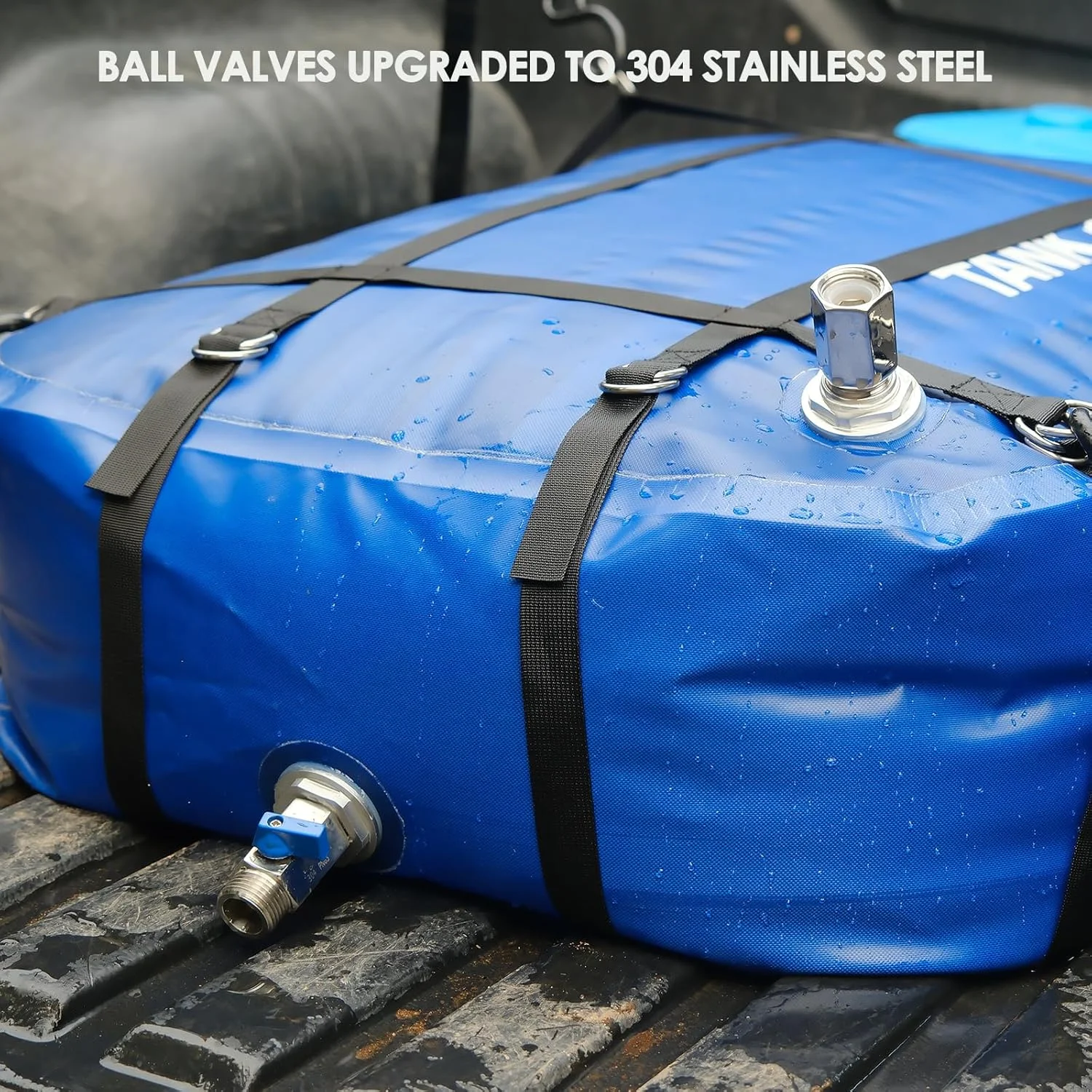 مخزن آب TPU، مخزن آب شیرین قابل حمل 132 لیتری مناسب RV، ظرف تاشو و انعطاف پذیر بدون BPA با گرید غذایی برای نوشیدن، کمپینگ، آبیاری و مواقع اضطراری - طوفان، خشکسالی، آتش سوزی (اتصال 3/4 اینچی GHT)