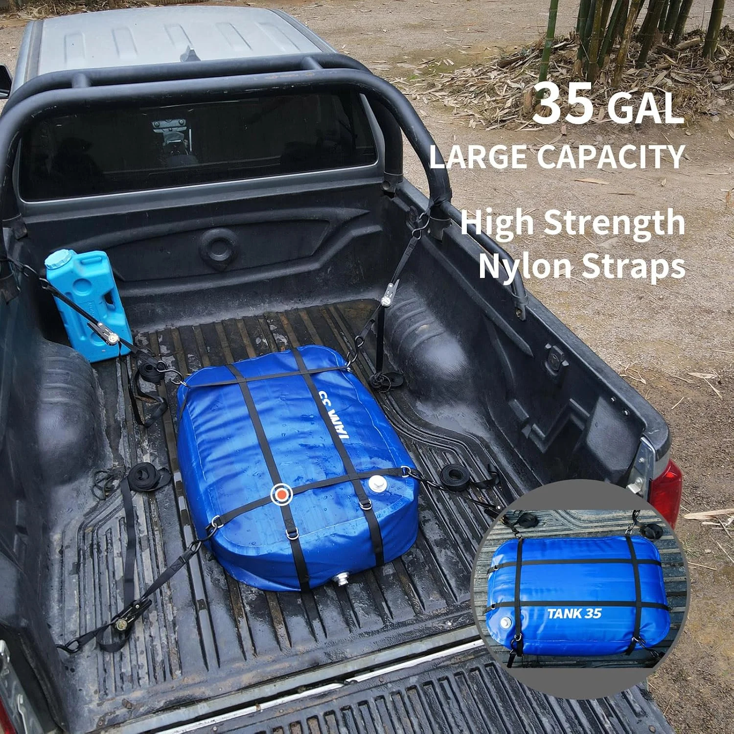 مخزن آب TPU، مخزن آب شیرین قابل حمل 132 لیتری مناسب RV، ظرف تاشو و انعطاف پذیر بدون BPA با گرید غذایی برای نوشیدن، کمپینگ، آبیاری و مواقع اضطراری - طوفان، خشکسالی، آتش سوزی (اتصال 3/4 اینچی GHT)