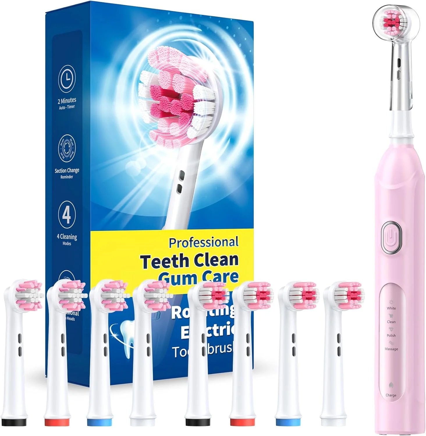 مسواک برقی چرخشی TEETHEORY برای بزرگسالان با 8 سری (2 نوع)، مسواک برقی 4 حالته با قابلیت تمیز کردن عمیق، با قابلیت شارژ و تایمر هوشمند 2 دقیقه ای، قابلیت شارژ تا 25 روز مسواک برقی چرخشی TEETHEORY برای بزرگسالان با 8 سری (2 نوع)، مسواک برقی 4 حالته با قابلیت تمیز کردن عمیق، با قابلیت شارژ و تایمر هوشمند 2 دقیقه ای، قابلیت شارژ تا 25 روز
