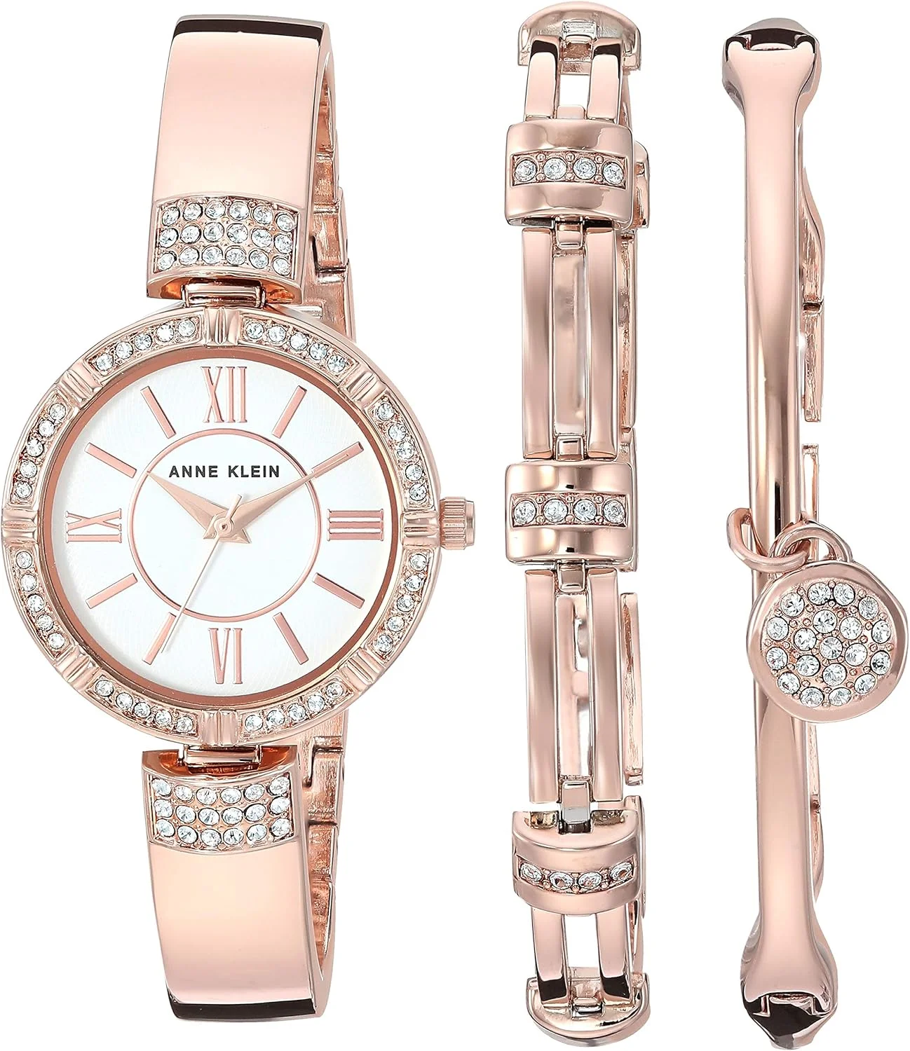 Anne Klein Women's Premium Crystal Accented Watch and Bracelet Set