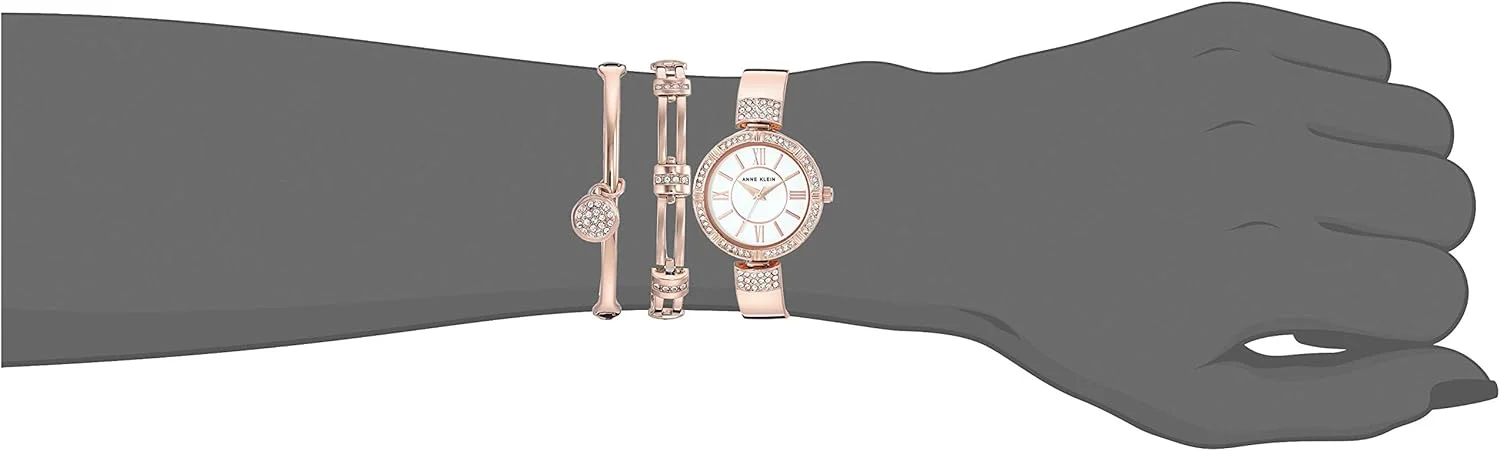 Anne Klein Women's Premium Crystal Accented Watch and Bracelet Set