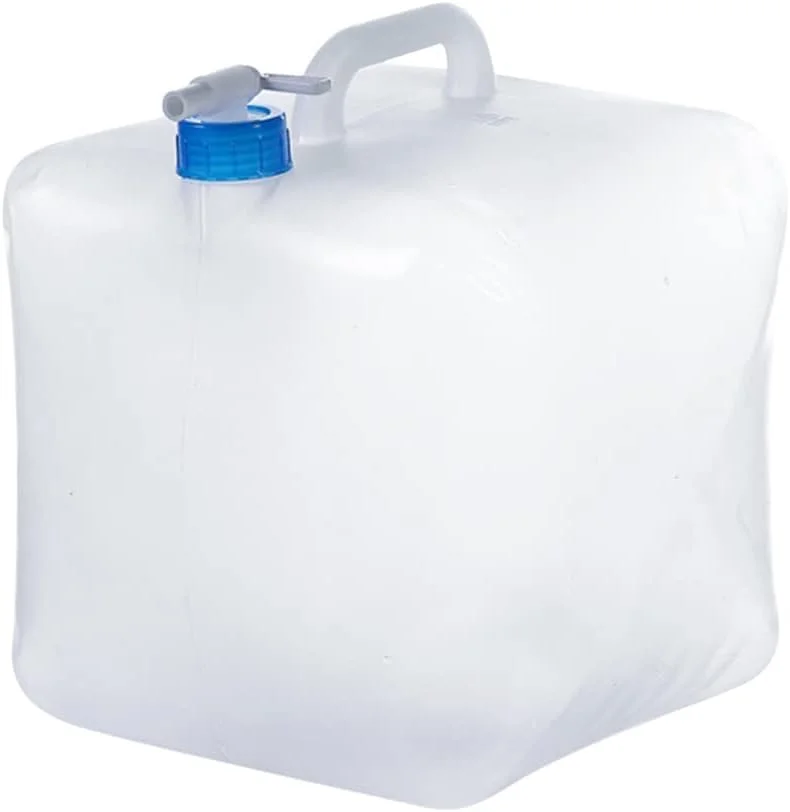 ظرف تاشو نگهداری آب LYEAA با شیر، مناسب برای پیاده روی، ماهیگیری، کمپینگ، کیسه تاشو آب آشامیدنی، سطل مخزن آب برای فضای باز، پیاده روی، کیت اضطراری بقا در طوفان