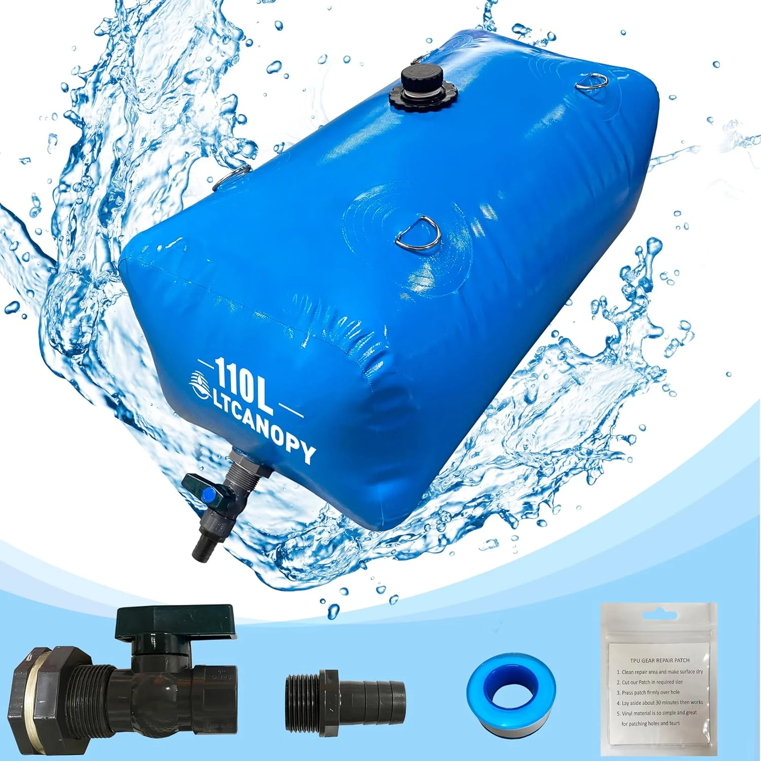 مخزن آب تاشو LTCANOPY، مخزن تاشو آب با ظرفیت بزرگ، کیسه آب نرم مقاوم در برابر خشکی، مناسب برای کشاورزی و آتش نشانی