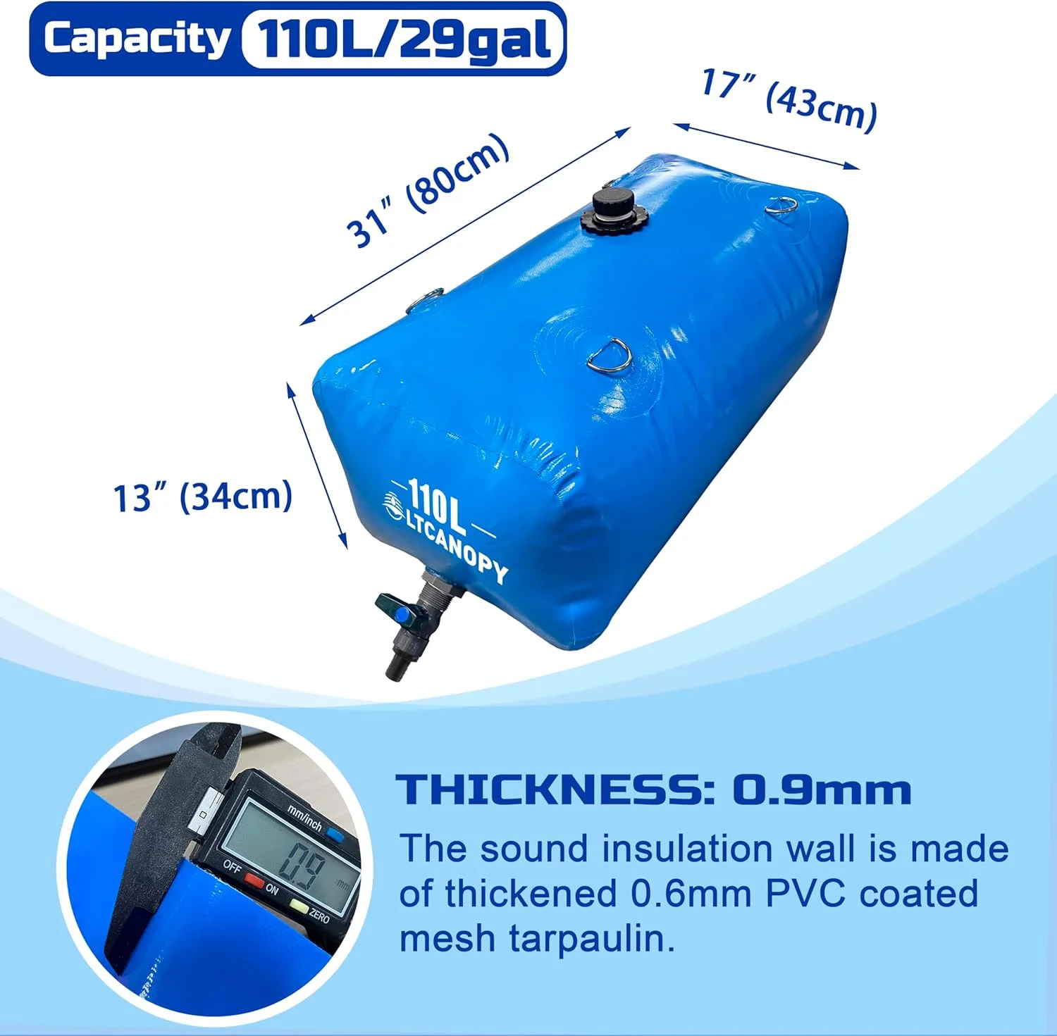 مخزن آب تاشو LTCANOPY، مخزن تاشو آب با ظرفیت بزرگ، کیسه آب نرم مقاوم در برابر خشکی، مناسب برای کشاورزی و آتش نشانی