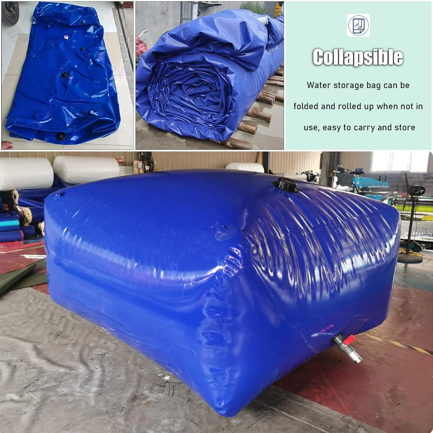 مخزن آب تاشو با ظرفیت بالا 5000 4500 4000 3000 لیتری، مخزن ذخیره آب اضطراری قابل حمل، آبیاری کمپینگ (اندازه: 1x1x0.8 متر/800 لیتر/211 گالن)