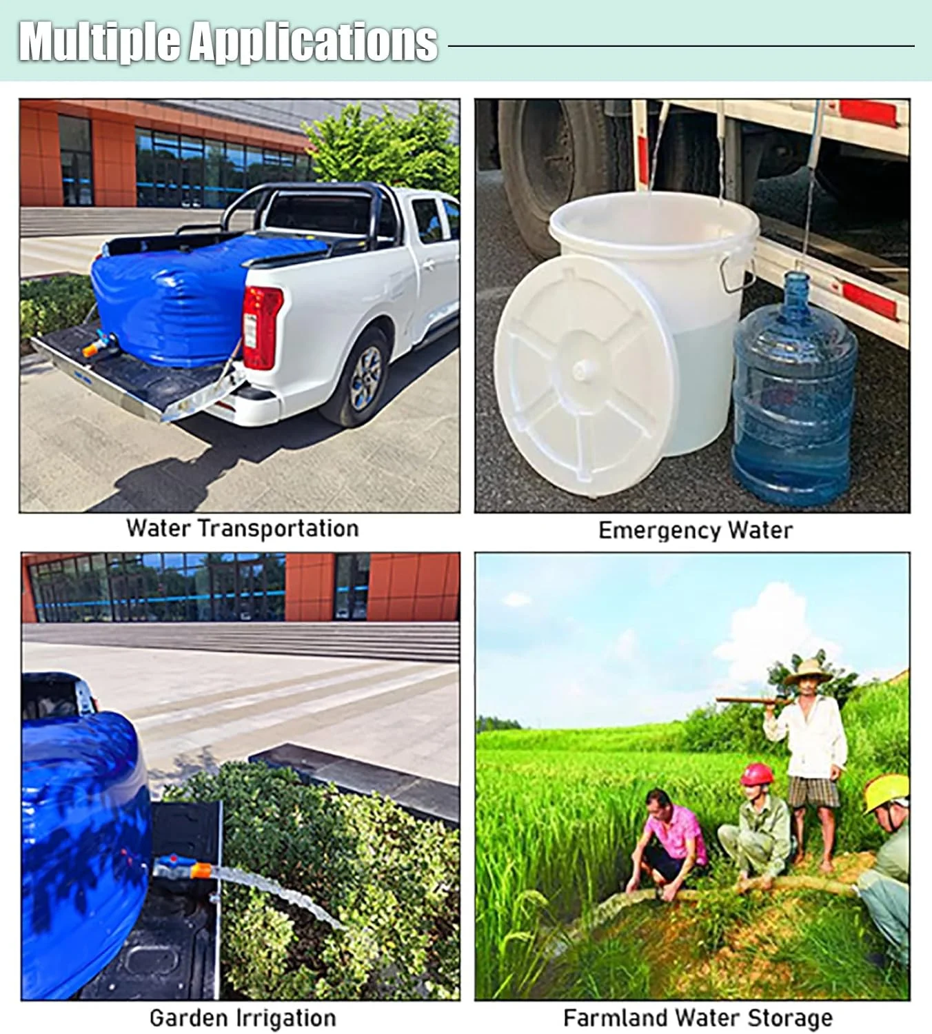 مخزن آب تاشو با ظرفیت بالا 5000 4500 4000 3000 لیتری، مخزن ذخیره آب اضطراری قابل حمل، آبیاری کمپینگ (اندازه: 1x1x0.8 متر/800 لیتر/211 گالن)
