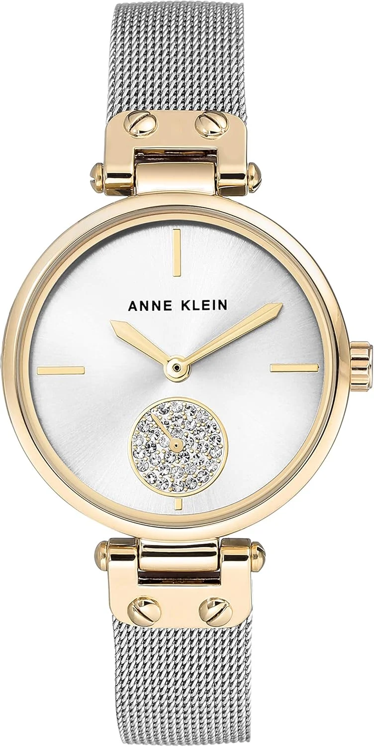 ساعت مچی زنانه Anne Klein با دستبند توری و تزیینات کریستالی ممتاز