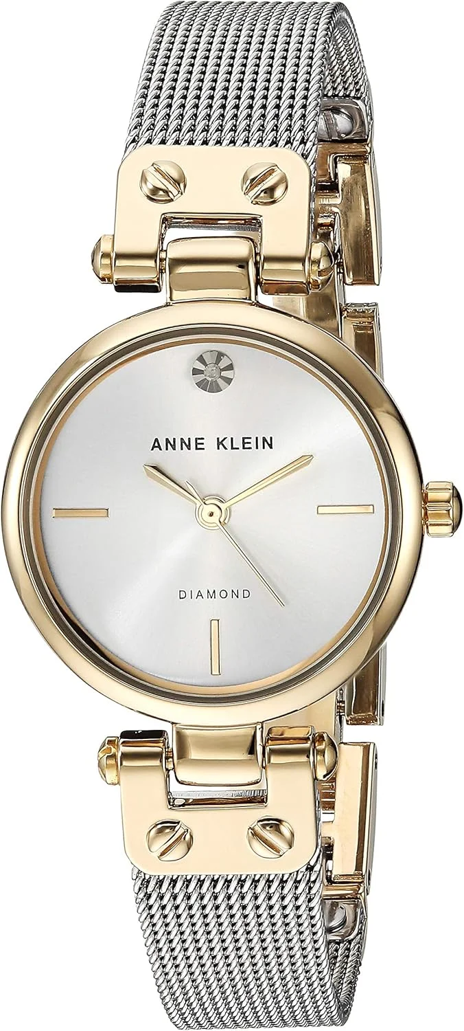ساعت مچی زنانه آنه کلاین با صفحه الماس واقعی و بند حصیری، موتور کوارتز