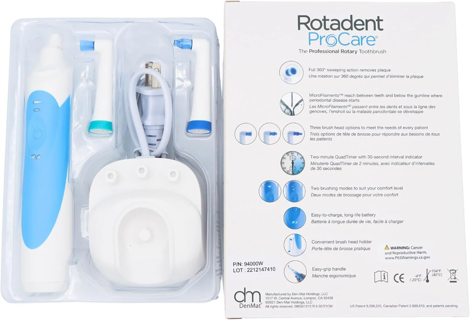 مسواک چرخشی حرفه ای ROTADENT PROCARE به همراه پایه شارژ، 2 سری مسواک مسواک چرخشی حرفه ای ROTADENT PROCARE به همراه پایه شارژ، 2 سری مسواک