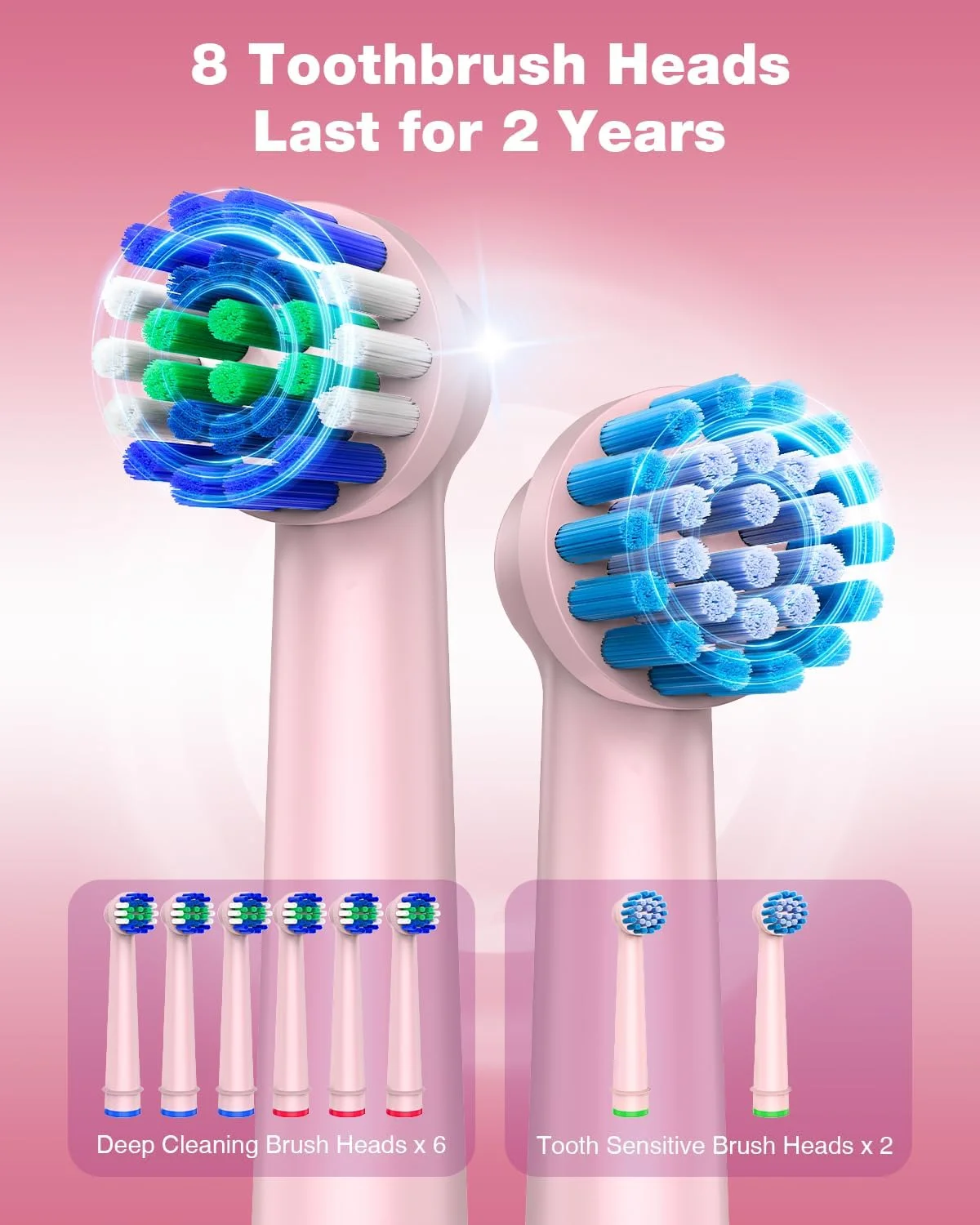 مسواک برقی چرخشی Rtauys R6 برای بزرگسالان با 2 سری مسواک، مسواک برقی مسافرتی با جعبه قابل حمل، 2.5 ساعت شارژ برای 45 روز، 5 حالت مسواک قابل شارژ، صورتی مسواک برقی چرخشی Rtauys R6 برای بزرگسالان با 2 سری مسواک، مسواک برقی مسافرتی با جعبه قابل حمل، 2.5 ساعت شارژ برای 45 روز، 5 حالت مسواک قابل شارژ، صورتی