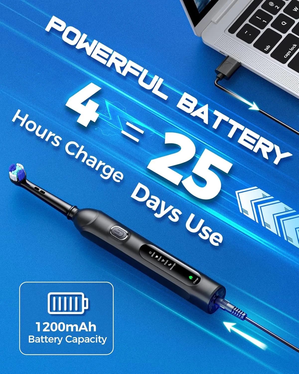 مسواک برقی چرخشی بزرگسالان با 8 سری (2 نوع)، مسواک برقی با 4 حالت تمیزکننده عمیق با قابلیت شارژ و تایمر هوشمند 2 دقیقه ای مسواک برقی چرخشی بزرگسالان با 8 سری (2 نوع)، مسواک برقی با 4 حالت تمیزکننده عمیق با قابلیت شارژ و تایمر هوشمند 2 دقیقه ای