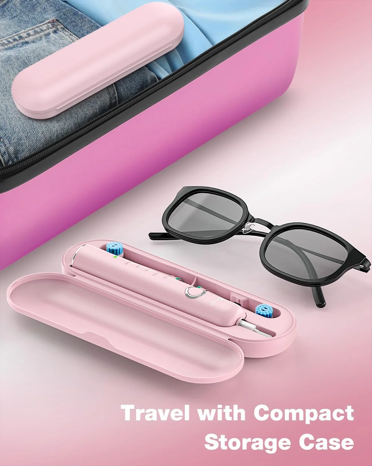 مسواک برقی چرخشی Rtauys R6 برای بزرگسالان با 2 سری مسواک، مسواک برقی مسافرتی با جعبه قابل حمل، 2.5 ساعت شارژ برای 45 روز، 5 حالت مسواک قابل شارژ، صورتی مسواک برقی چرخشی Rtauys R6 برای بزرگسالان با 2 سری مسواک، مسواک برقی مسافرتی با جعبه قابل حمل، 2.5 ساعت شارژ برای 45 روز، 5 حالت مسواک قابل شارژ، صورتی