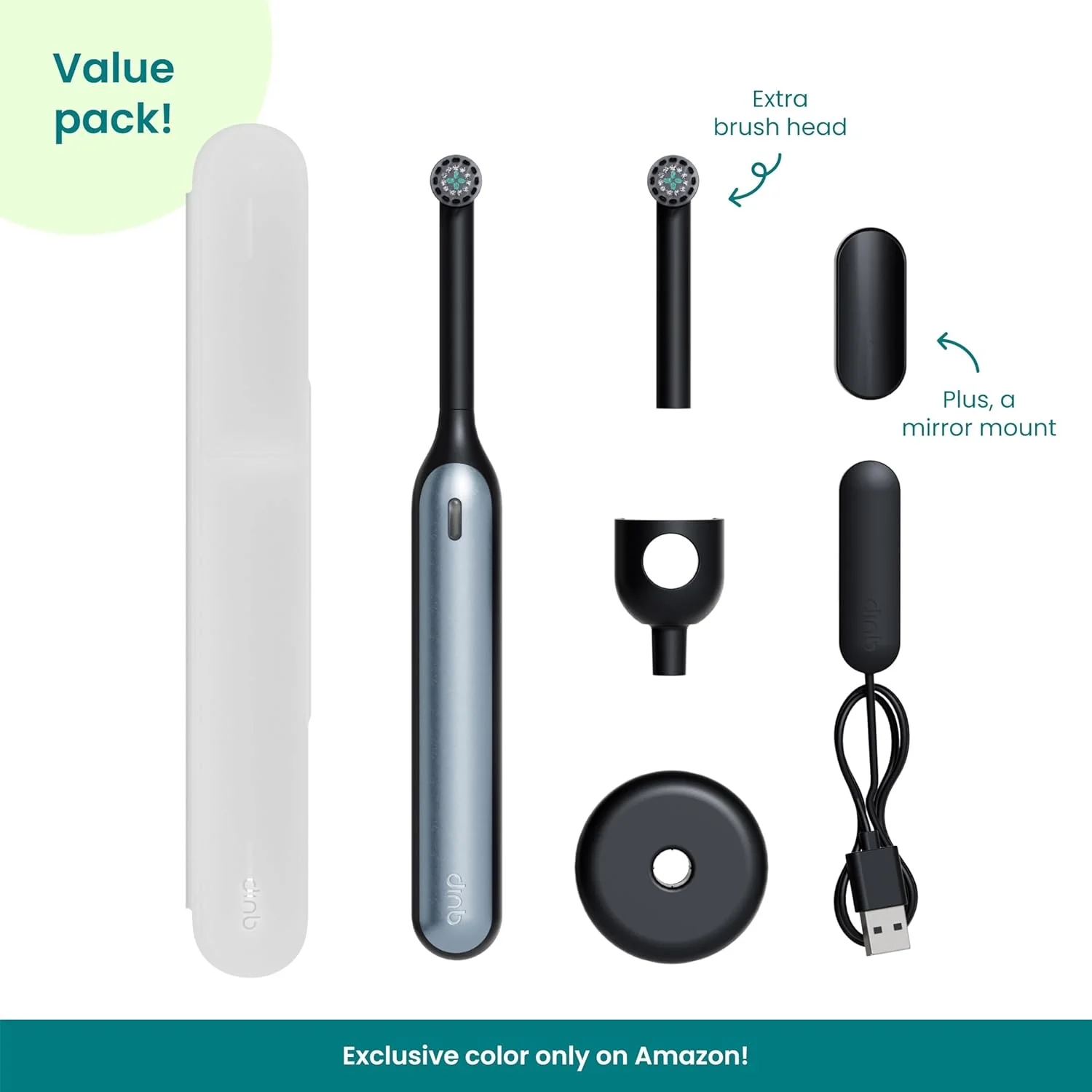 مسواک برقی چرخشی قابل شارژ Quip Rev 360 با سری اضافی - برس نرم، سنسور فشار، 3 شدت، عمر باتری 30 روزه، کیف مسافرتی، پایه آینه - آبی سنگی مسواک برقی چرخشی قابل شارژ Quip Rev 360 با سری اضافی - برس نرم، سنسور فشار، 3 شدت، عمر باتری 30 روزه، کیف مسافرتی، پایه آینه - آبی سنگی