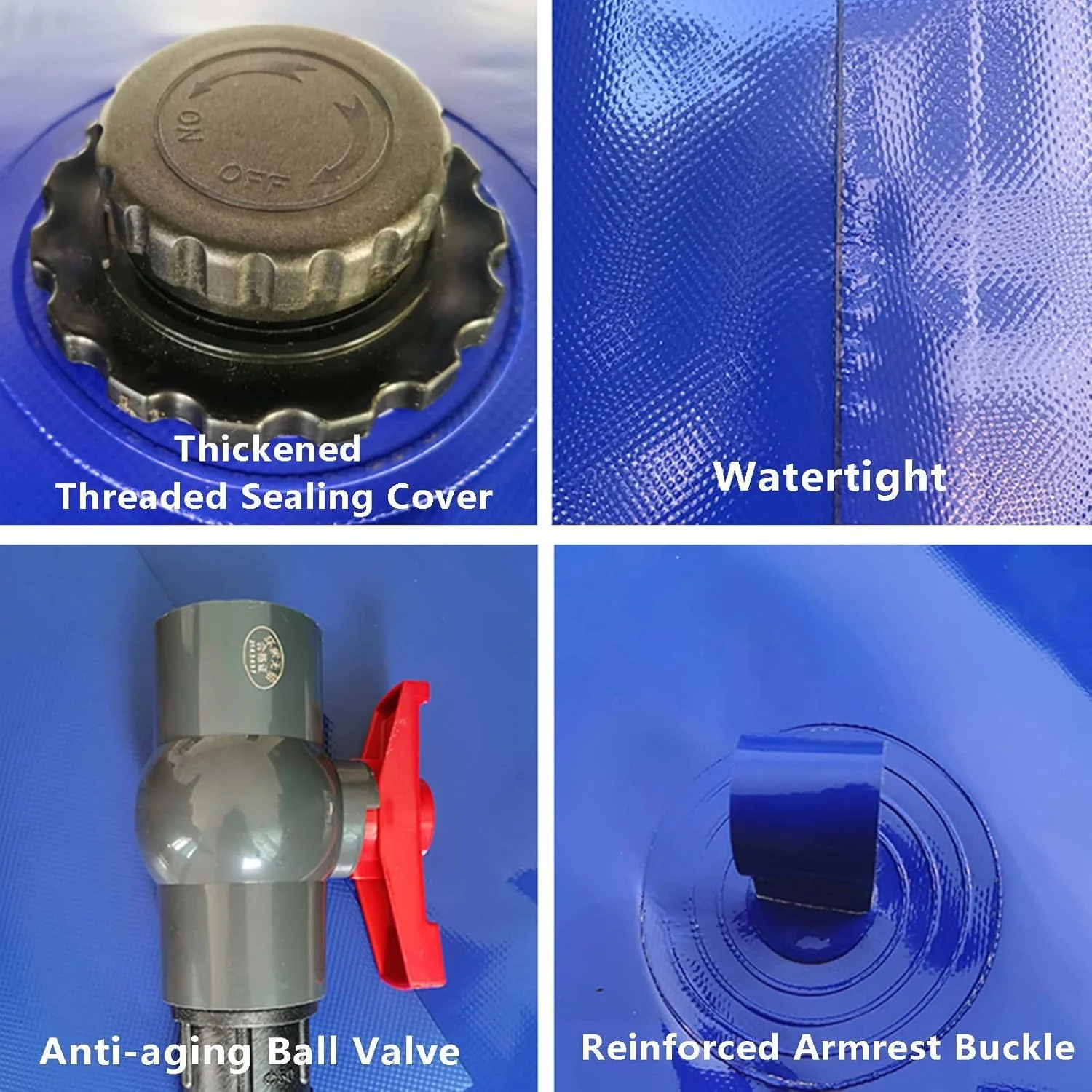 مخازن ذخیره آب، مثانه آب تاشو Flexitank، مخزن بزرگ در فضای باز با شیر روشن/خاموش و شیر آب، برای باغبانی، ساخت و ساز، مزرعه، سوارکاری، 600 لیتر