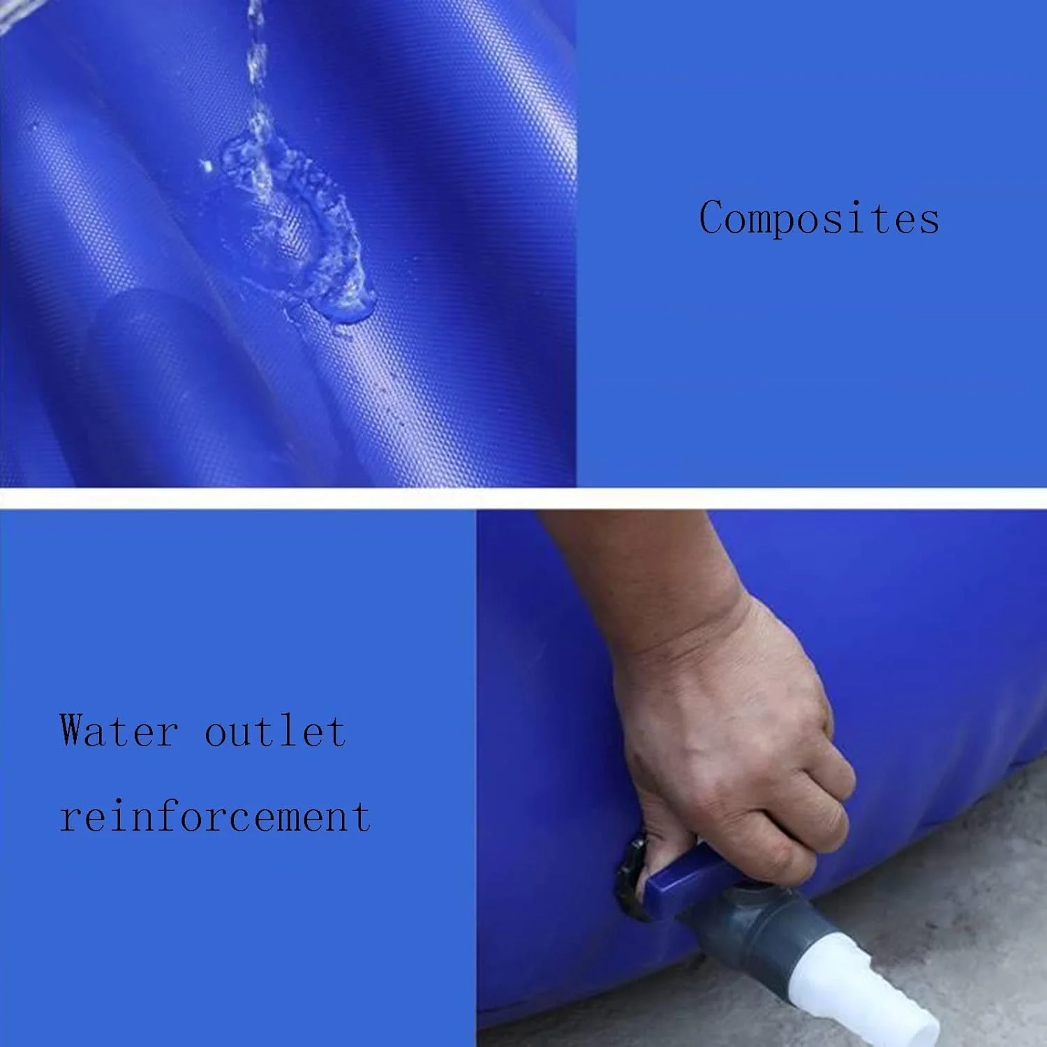 High Capacity Outdoor Water Bladder,Flexible Water Storage Tank With On-Off Valve Outdoor Drought-Resistant Portable Large Water Storage Tank(200L) WMEIE (Color : Blue, Size : 0.9x0.6x0.7m(300L))