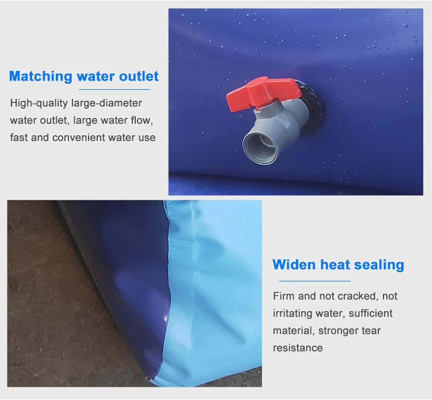 کیسه آب بزرگ در فضای باز، مخزن انعطاف پذیر حمل آب، مناسب برای باغبانی، ساخت و ساز، کشاورزی، اسب سواری، 500 لیتر