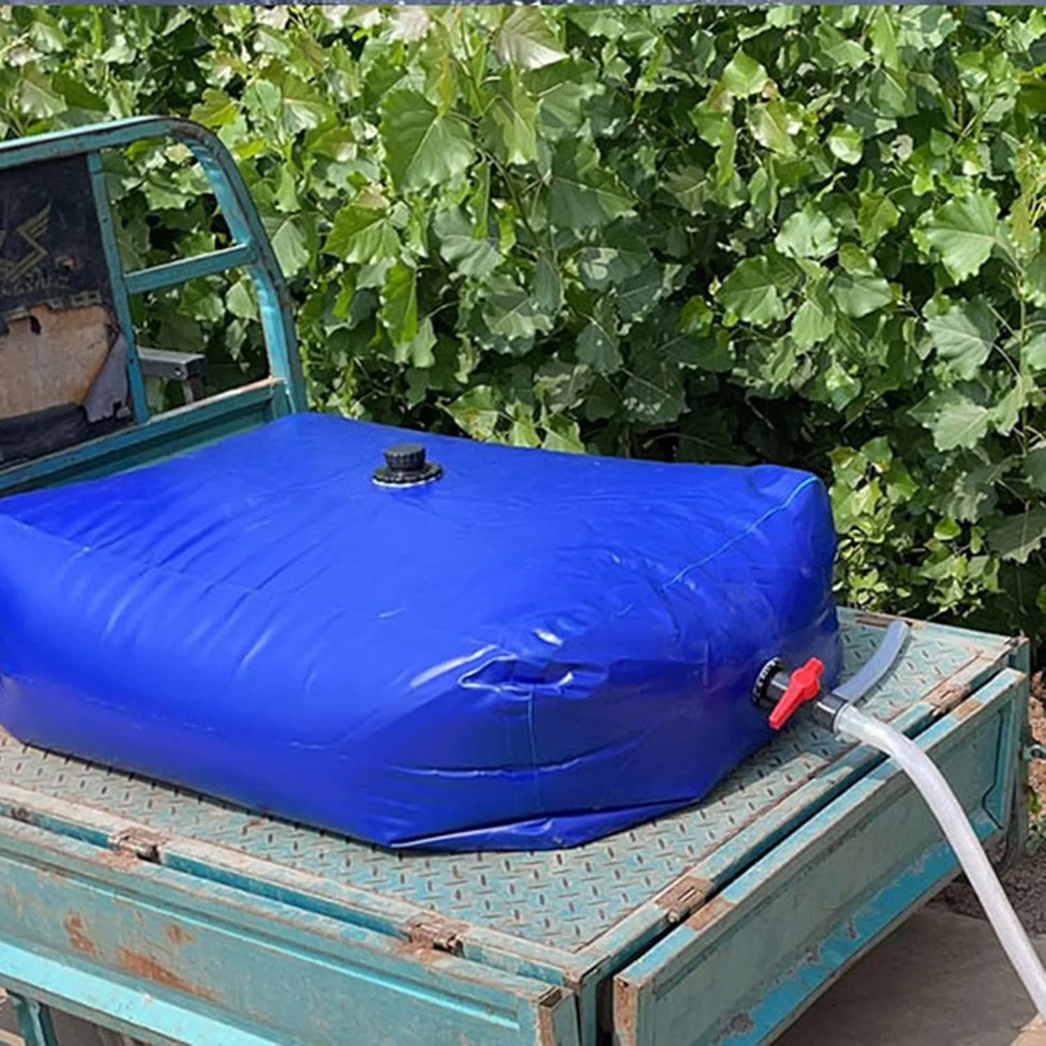 مخزن آب تاشو با ظرفیت بالا برای فضای باز، تانک ذخیره آب اضطراری قابل حمل، مخزن ذخیره آب انعطاف پذیر با شیر روشن-خاموش WMEIE (رنگ: آبی، اندازه: 1.5X1X0.75 متر (1000 لیتر)