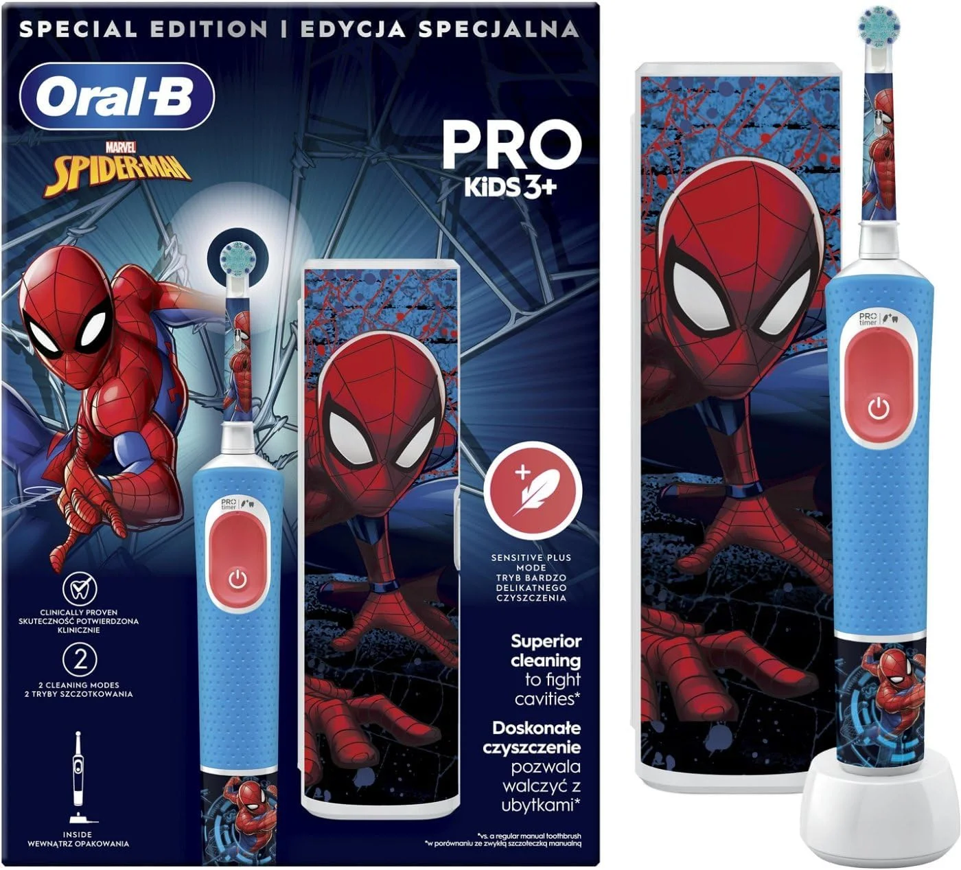 Oral-B Vitality Pro Kids Spiderman Electric Toothbrush with Travel Case