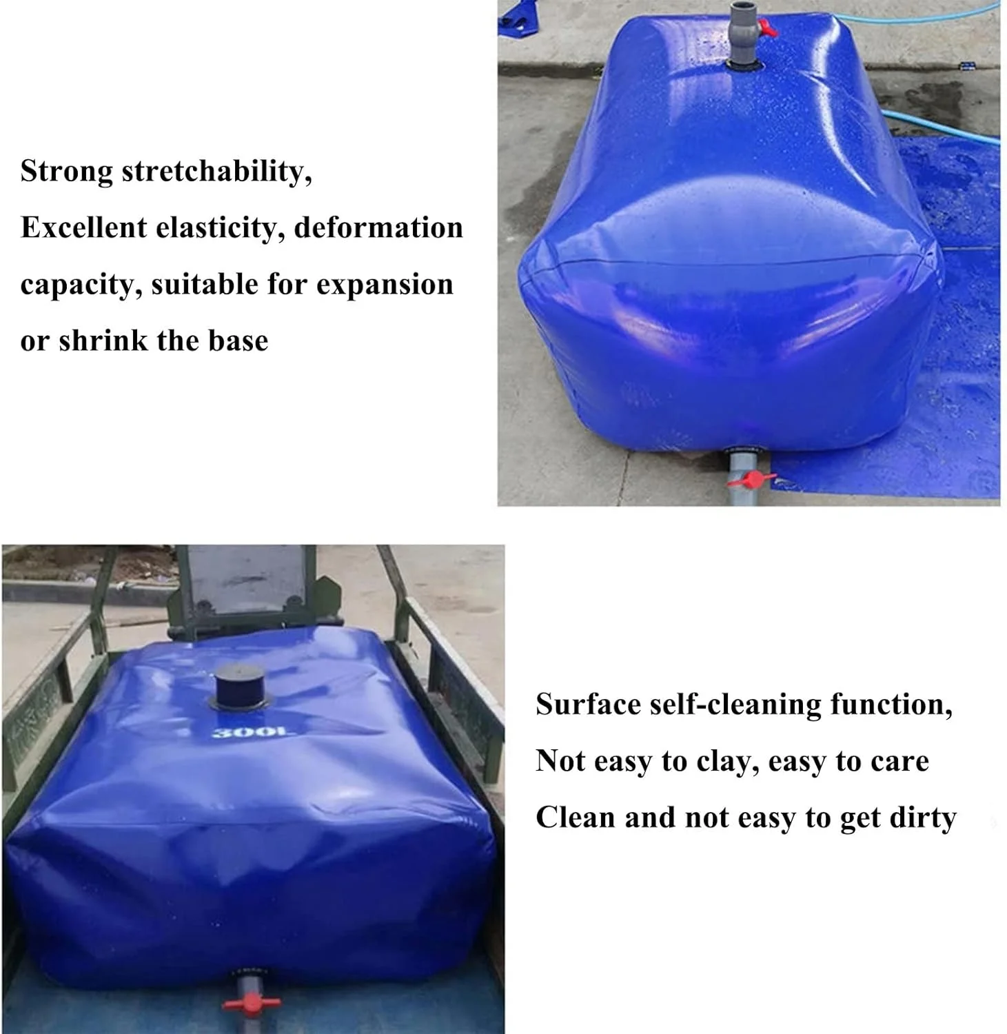 مخزن آب تاشو با ظرفیت بالا برای فضای باز، مخزن ذخیره آب اضطراری قابل حمل، مناسب برای ذخیره آب کشاورزی، مقاومت در برابر خشکسالی، کمپینگ RV WMEIE (رنگ: آبی،