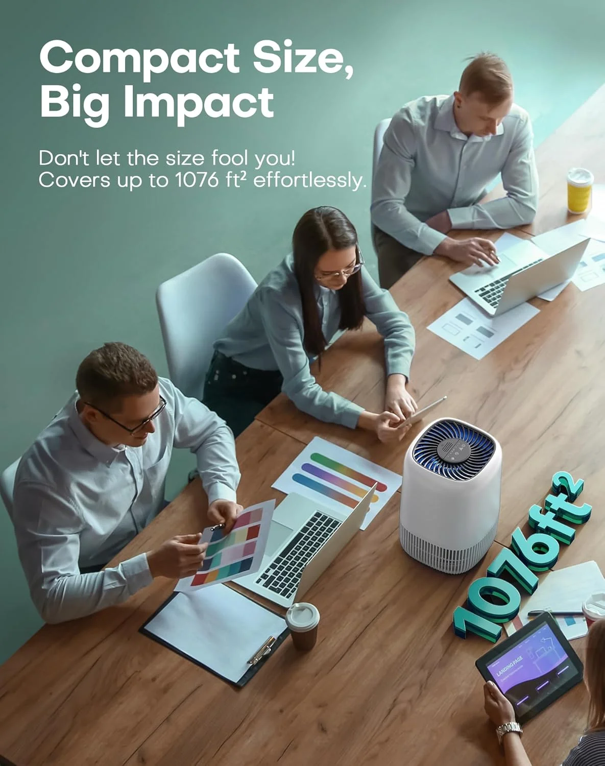 دستگاه تصفیه هوا خانگی با فیلتر H13 True HEPA مناسب برای فضای تا 100 متر مربع، از بین برنده موی حیوانات خانگی، بو، گرده، دود، دستگاه تصفیه هوای جمع و جور با 3 سرعت، تایمر، رایحه، فیلتر ورودی 360 درجه بی صدا