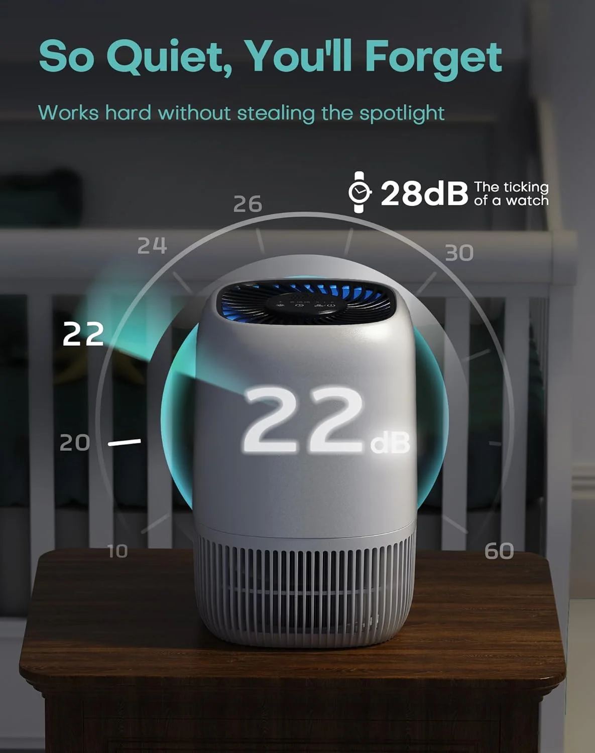 دستگاه تصفیه هوا خانگی با فیلتر H13 True HEPA مناسب برای فضای تا 100 متر مربع، از بین برنده موی حیوانات خانگی، بو، گرده، دود، دستگاه تصفیه هوای جمع و جور با 3 سرعت، تایمر، رایحه، فیلتر ورودی 360 درجه بی صدا