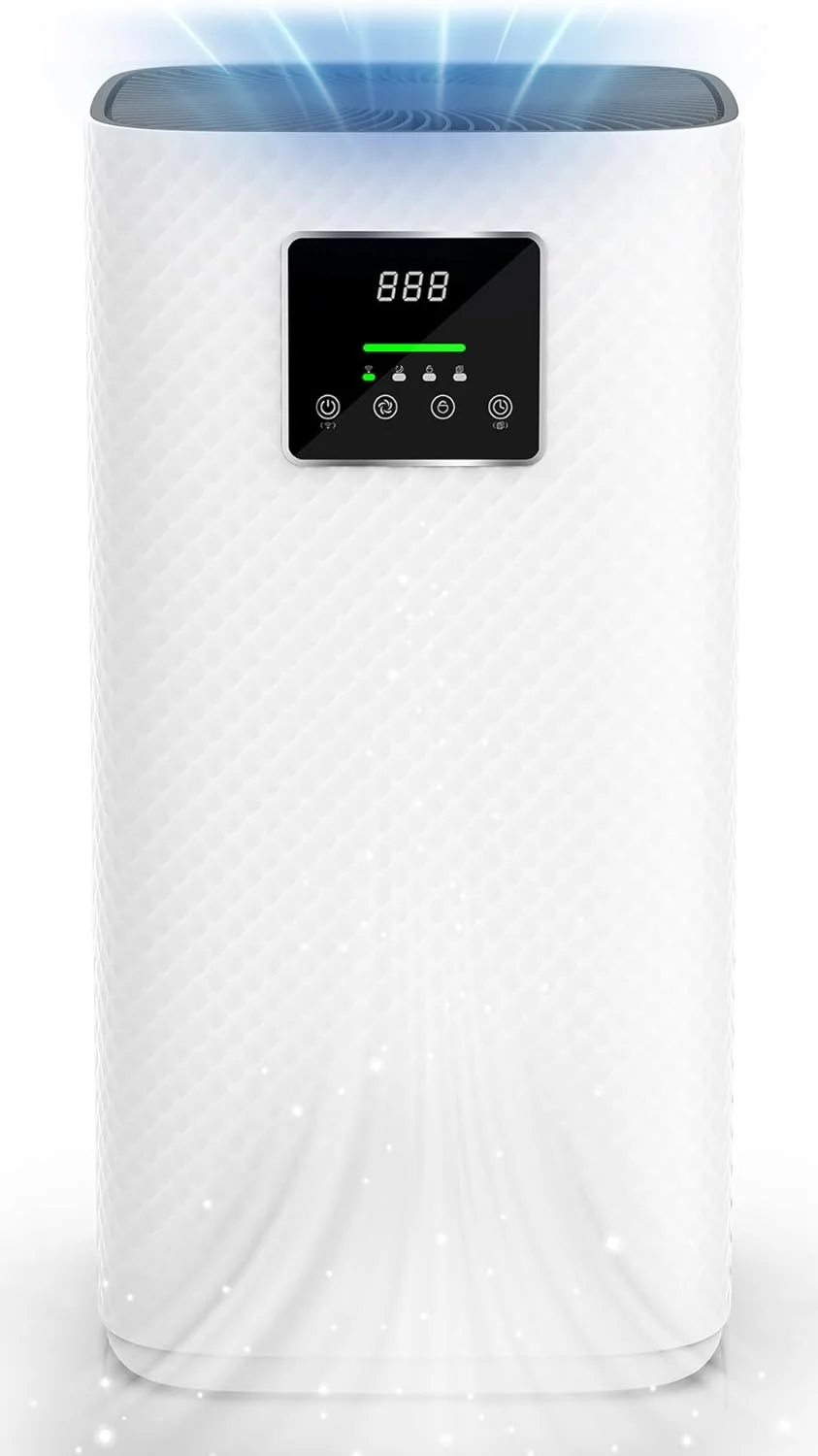 دستگاه تصفیه هوا برای خانه، اتاق بزرگ و دفاتر، از بین برنده گرد و غبار، بو، دود، دارای تایمر و حالت خواب، صفحه نمایش LED، پوشش تا 48 متر مربع، شامل فناوری فیلتر 3 در 1 HEPA، نرخ تحویل هوای پاک 400 متر مکعب در ساعت، H13