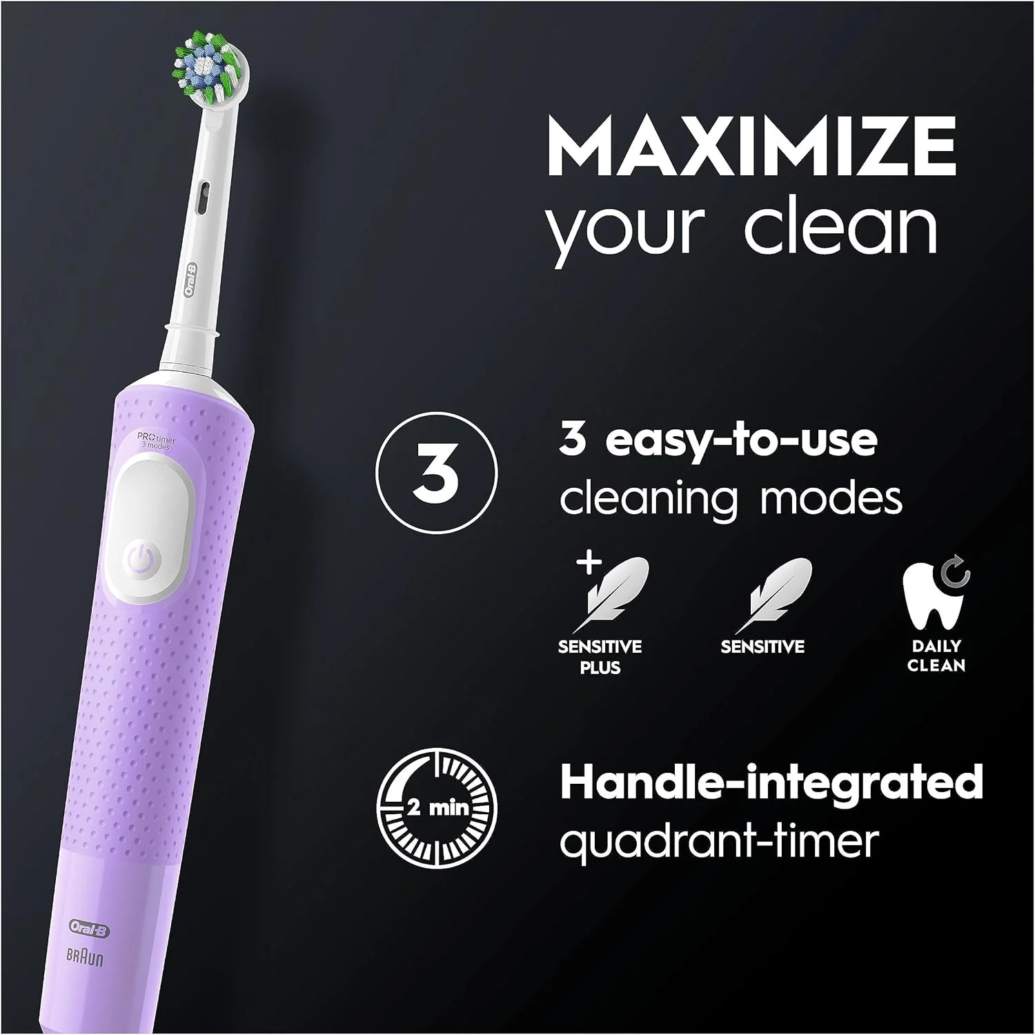 مسواک برقی بزرگسالان Oral-B Pro Vitality "نسخه سفید کننده"، 1 دسته، 2 سر مسواک، 3 حالت مسواک زدن شامل حالت حساس پلاس، دوشاخه 2 پین بریتانیا، بنفش (بسته بندی ممکن است متفاوت باشد) مسواک برقی بزرگسالان Oral-B Pro Vitality "نسخه سفید کننده"، 1 دسته، 2 سر مسواک، 3 حالت مسواک زدن شامل حالت حساس پلاس، دوشاخه 2 پین بریتانیا، بنفش (بسته بندی ممکن است متفاوت باشد)