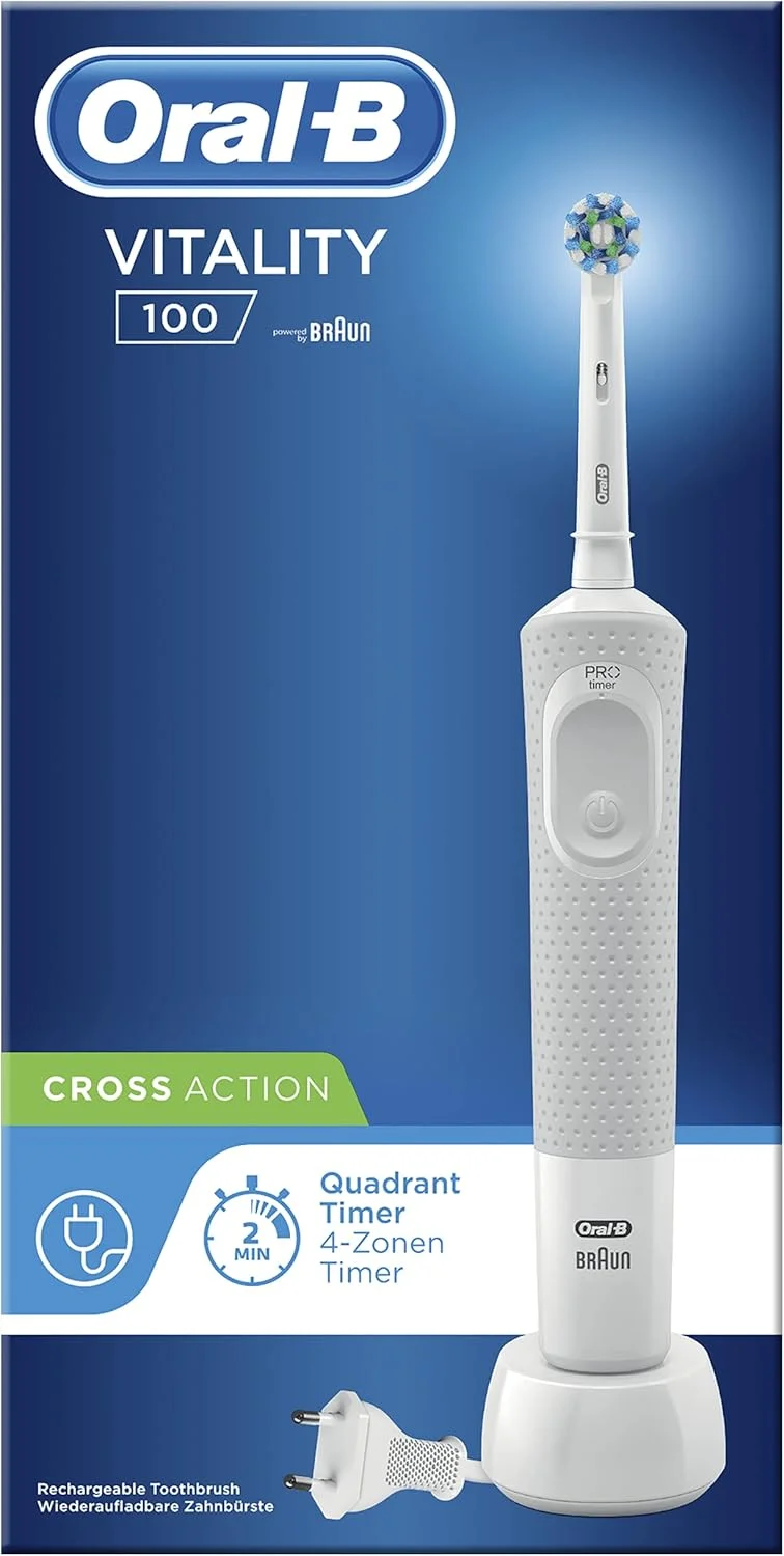 مسواک برقی شارژی Oral-B Vitality 100، سفید (با دوشاخه سه پین اماراتی) مسواک برقی شارژی Oral-B Vitality 100، سفید (با دوشاخه سه پین اماراتی)