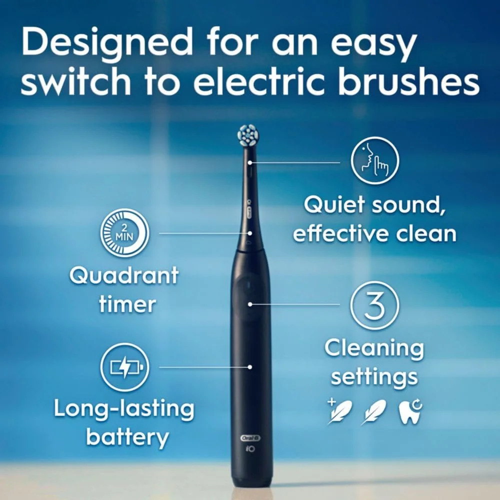 مسواک برقی شارژی Oral-B iO Series 2، مشکی شب با 1 سری برس Gentle Care - سنسور فشار خودکار برای محافظت از لثه - 3 حالت - تایمر 2 دقیقه ای مسواک برقی شارژی Oral-B iO Series 2، مشکی شب با 1 سری برس Gentle Care - سنسور فشار خودکار برای محافظت از لثه - 3 حالت - تایمر 2 دقیقه ای