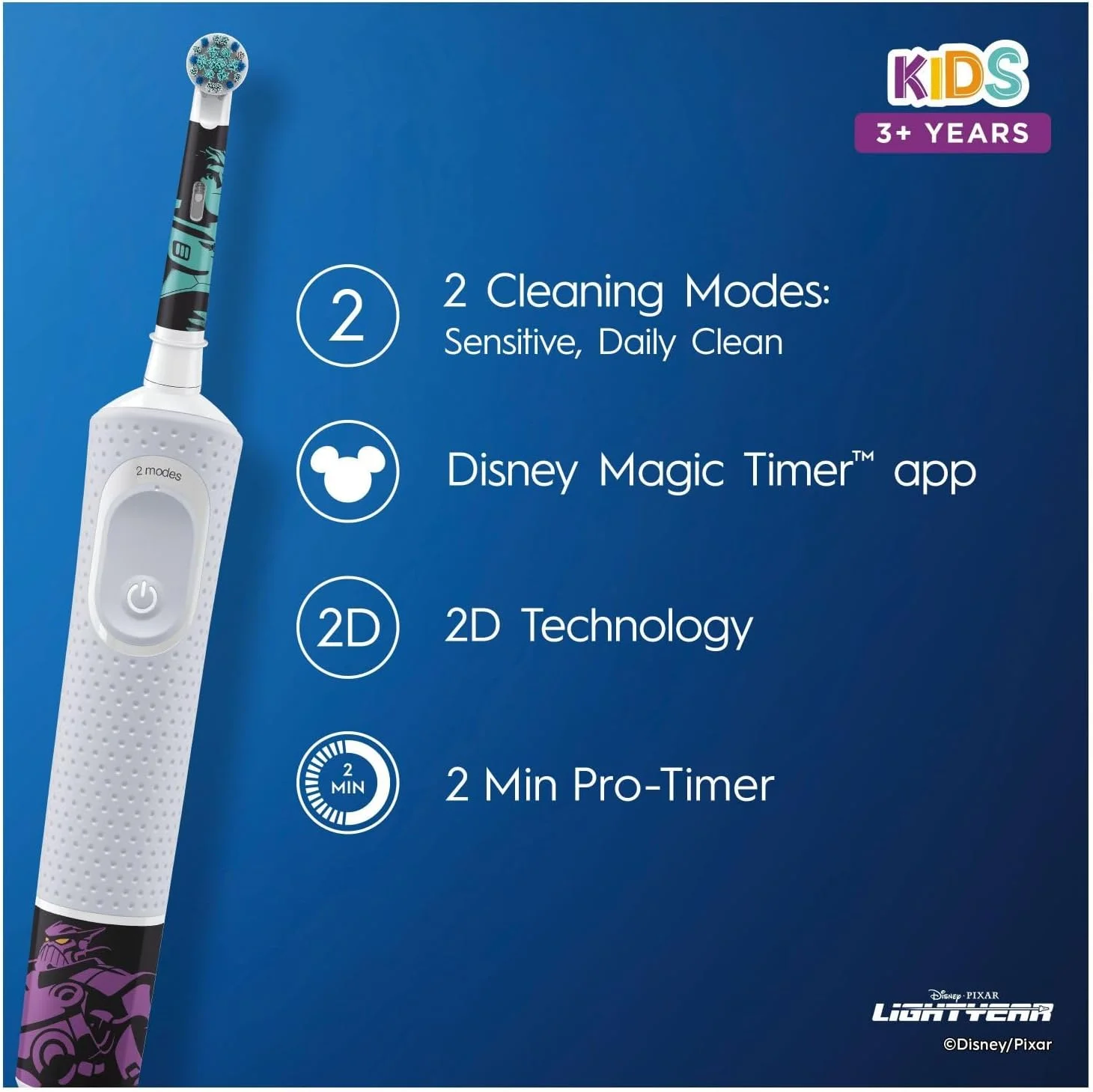 مسواک برقی کودکانه Oral-B، هدیه کریسمس برای کودکان، 1 عدد سری مسواک، جعبه مسافرتی، 4 عدد استیکر Disney Lightyear 2، 2 حالت با حالت حساس مناسب کودکان، برای سنین 3 سال به بالا، دوشاخه 2 پین UK، سفید مسواک برقی کودکانه Oral-B، هدیه کریسمس برای کودکان، 1 عدد سری مسواک، جعبه مسافرتی، 4 عدد استیکر Disney Lightyear 2، 2 حالت با حالت حساس مناسب کودکان، برای سنین 3 سال به بالا، دوشاخه 2 پین UK، سفید