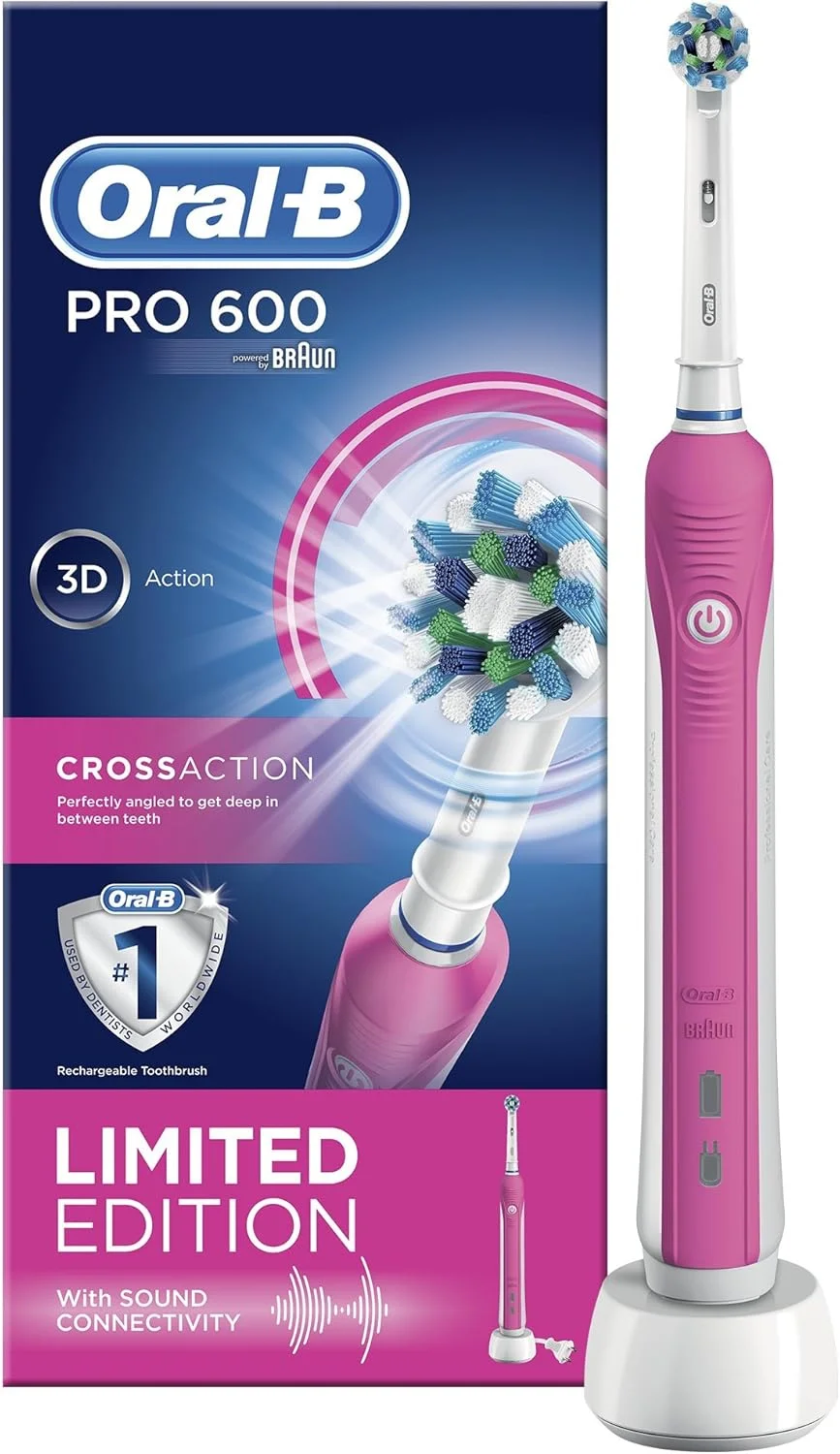 Oral-B PRO 600 Pink Electric Rechargeable Toothbrush